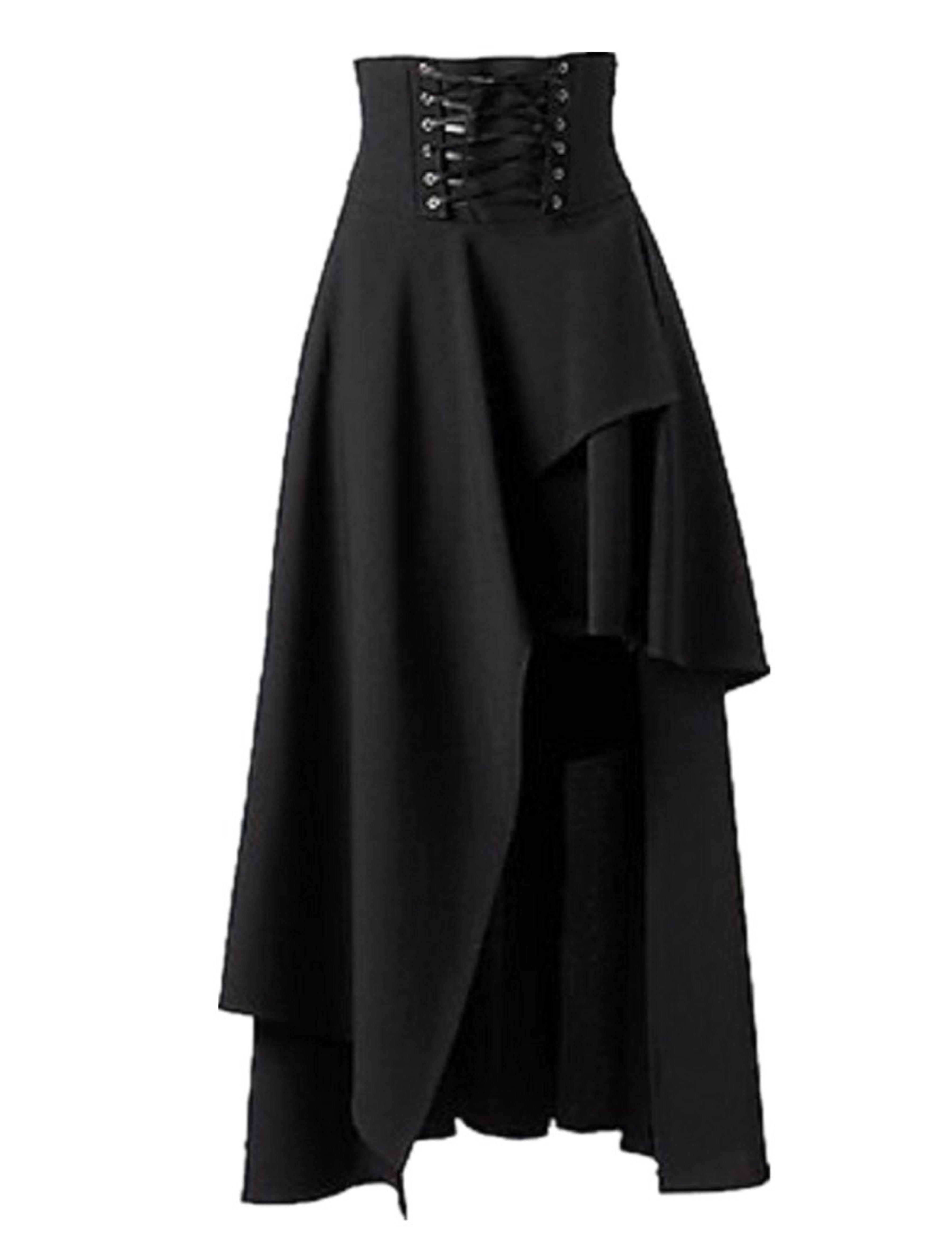 Sorrica Women's Victorian Lolita Skirt Steampunk Vintage Style Skirt (M, Black) at Amazon Women’s Clothing store