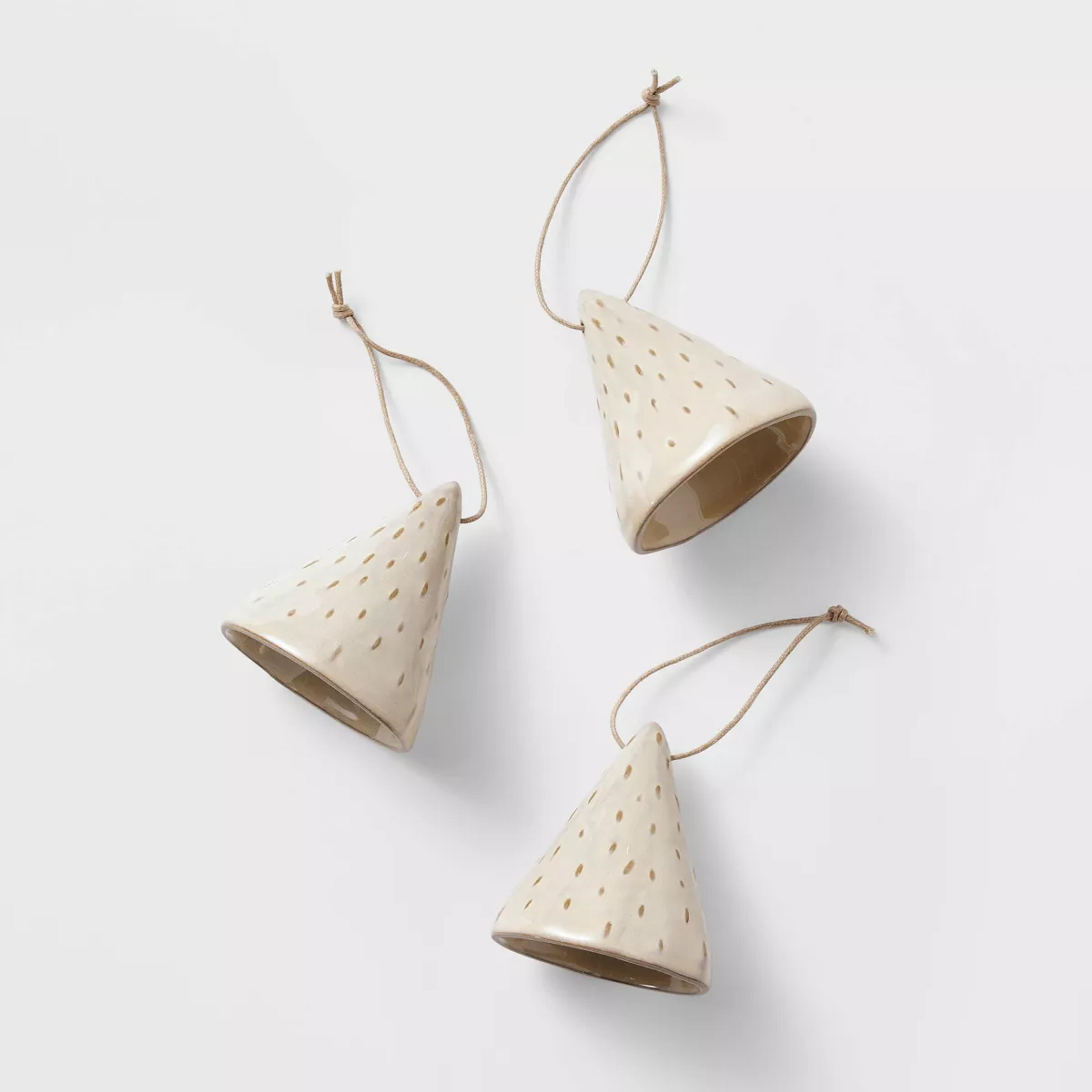 Set Of 3 Ceramic Bell Ornaments - Threshold™ Designed With Studio Mcgee : Target