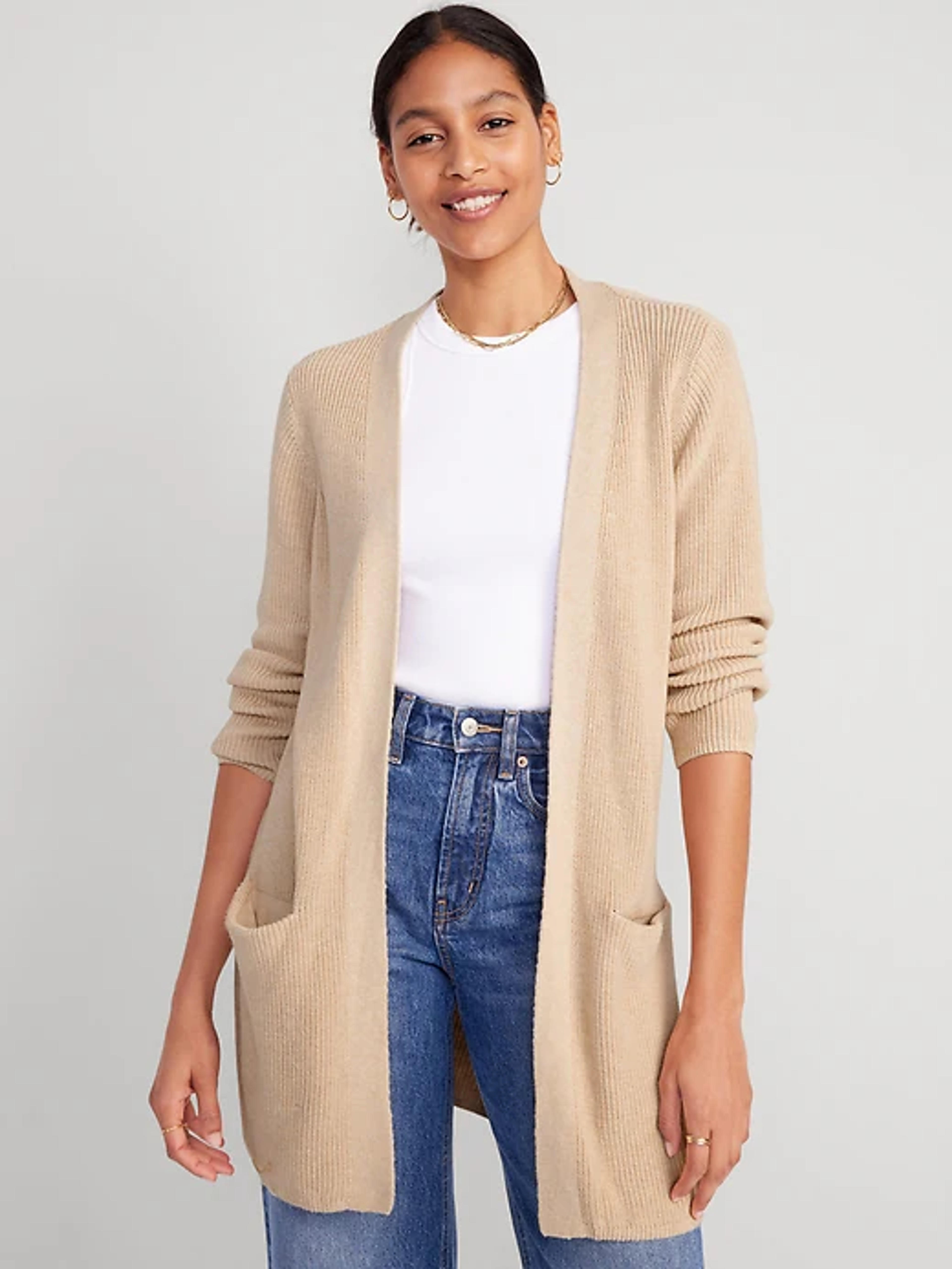 Textured Long-Line Open-Front Sweater for Women | Old Navy