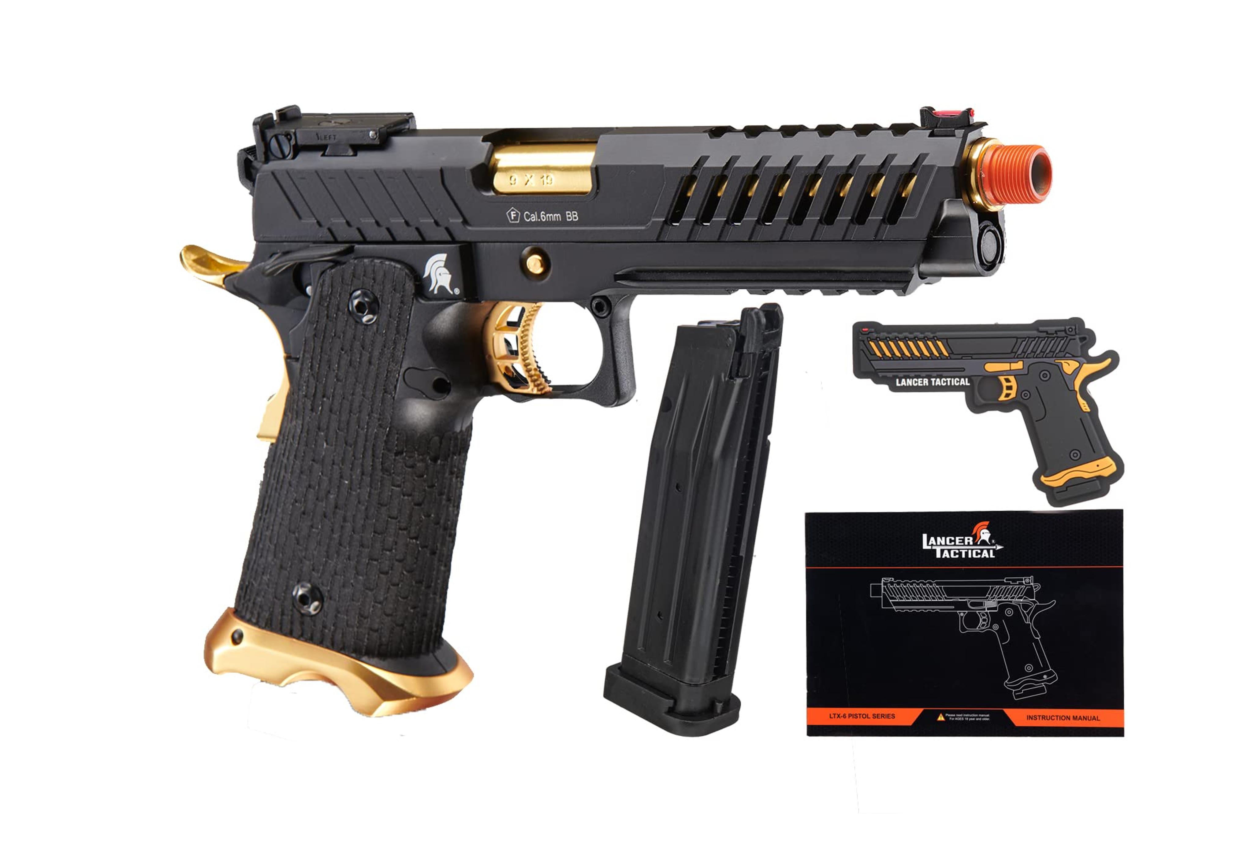 Lancer Tactical Knightshade Hi-Capa Gas Blowback Airsoft Pistol Gold/Black