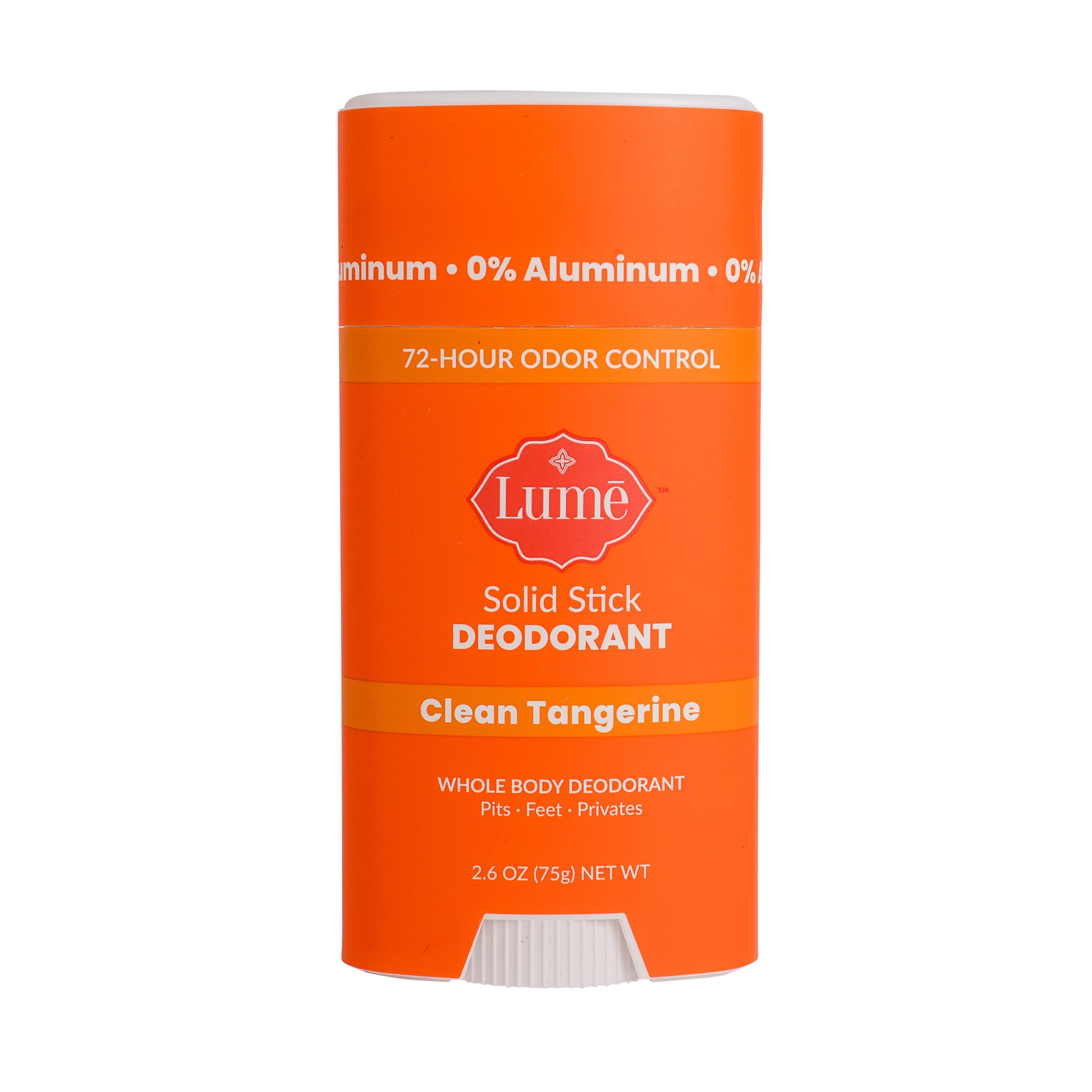 Lume Solid Deodorant Stick - Whole Body Deodorant - Aluminum-Free, Baking Soda-Free, Hypoallergenic, Safe For Sensitive Skin - 2.6 Ounce Solid Stick (Clean Tangerine)