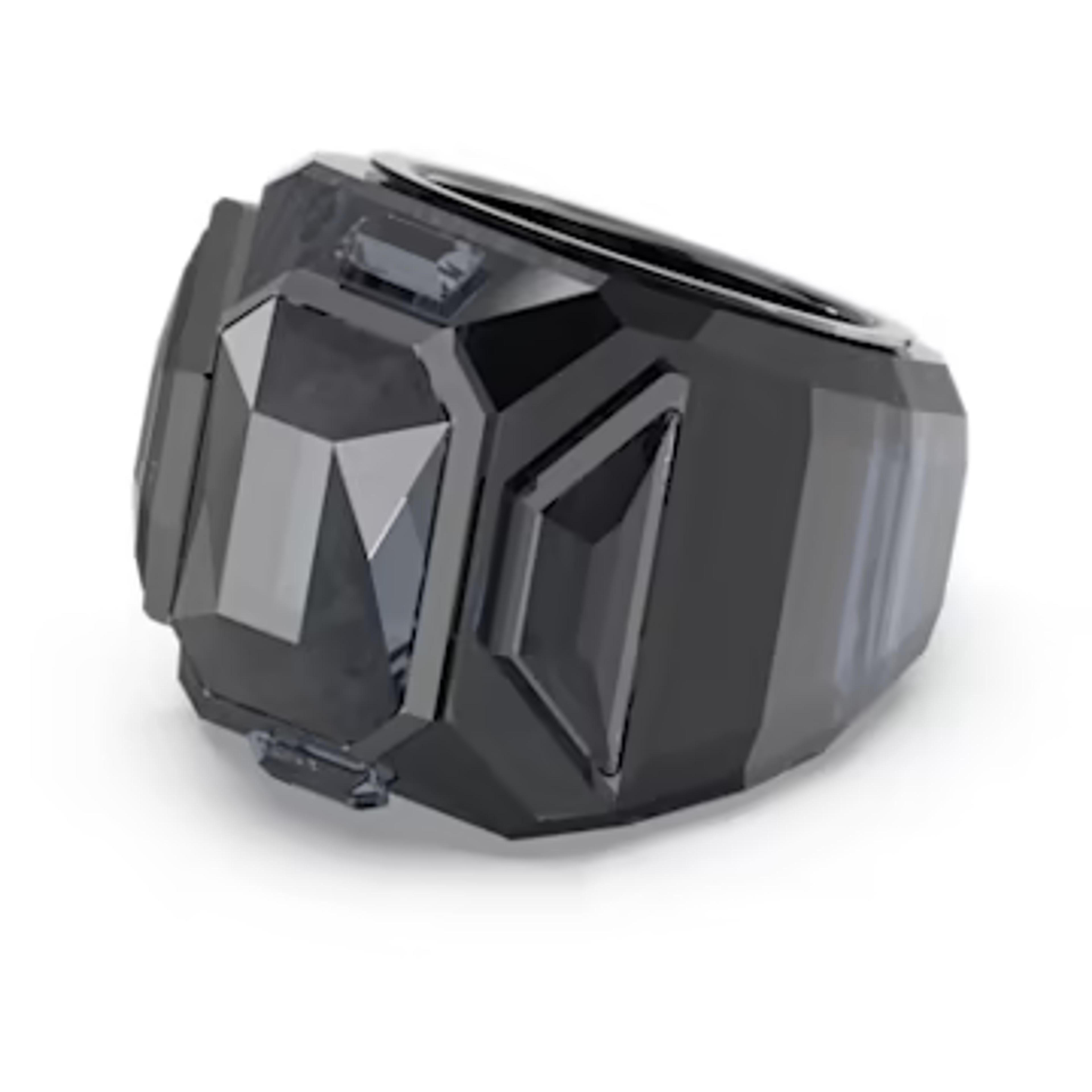 Chroma cocktail ring, Black, Ruthenium plated | Swarovski