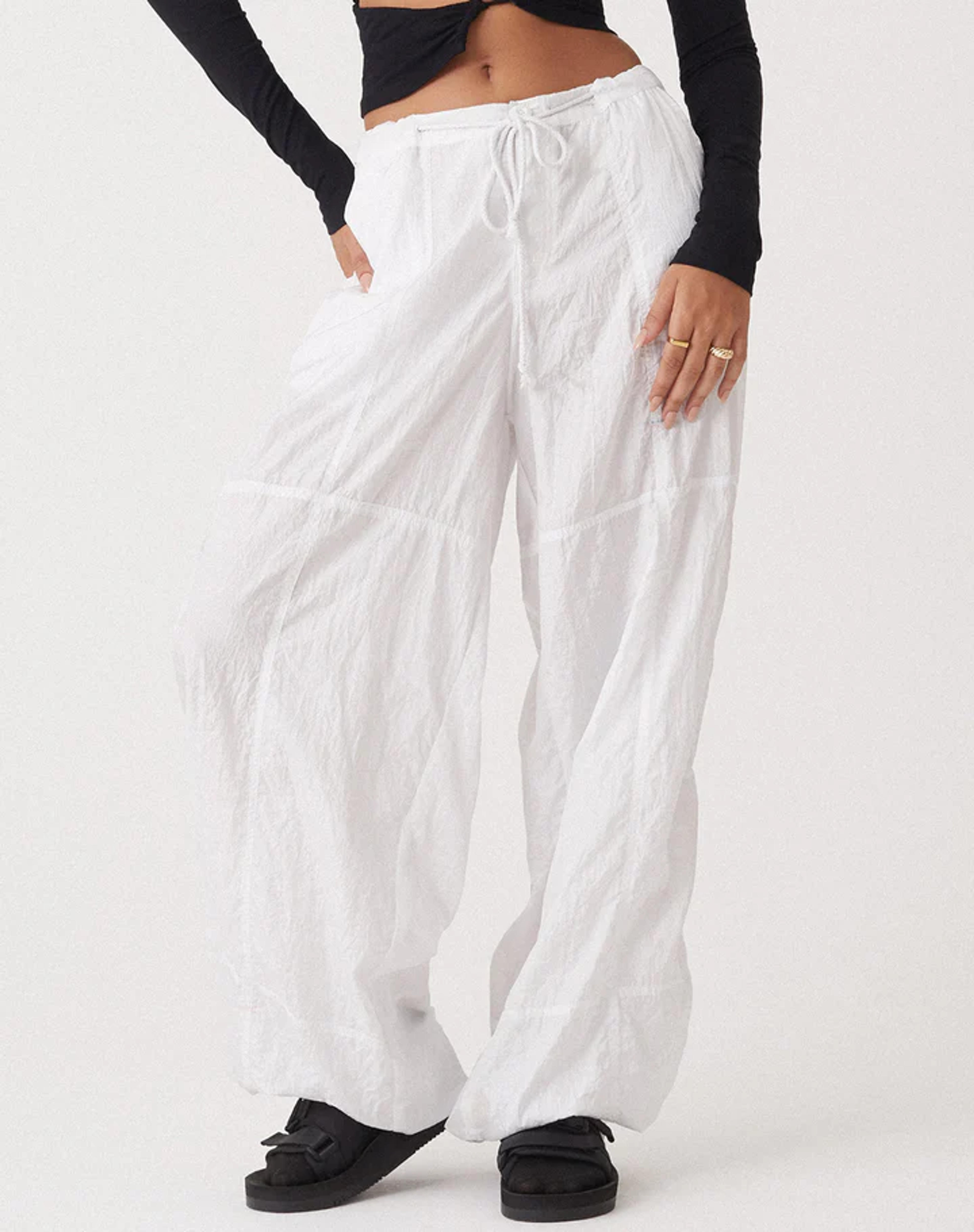 White Drawcord Waist Trousers | Phil – motelrocks-com-us