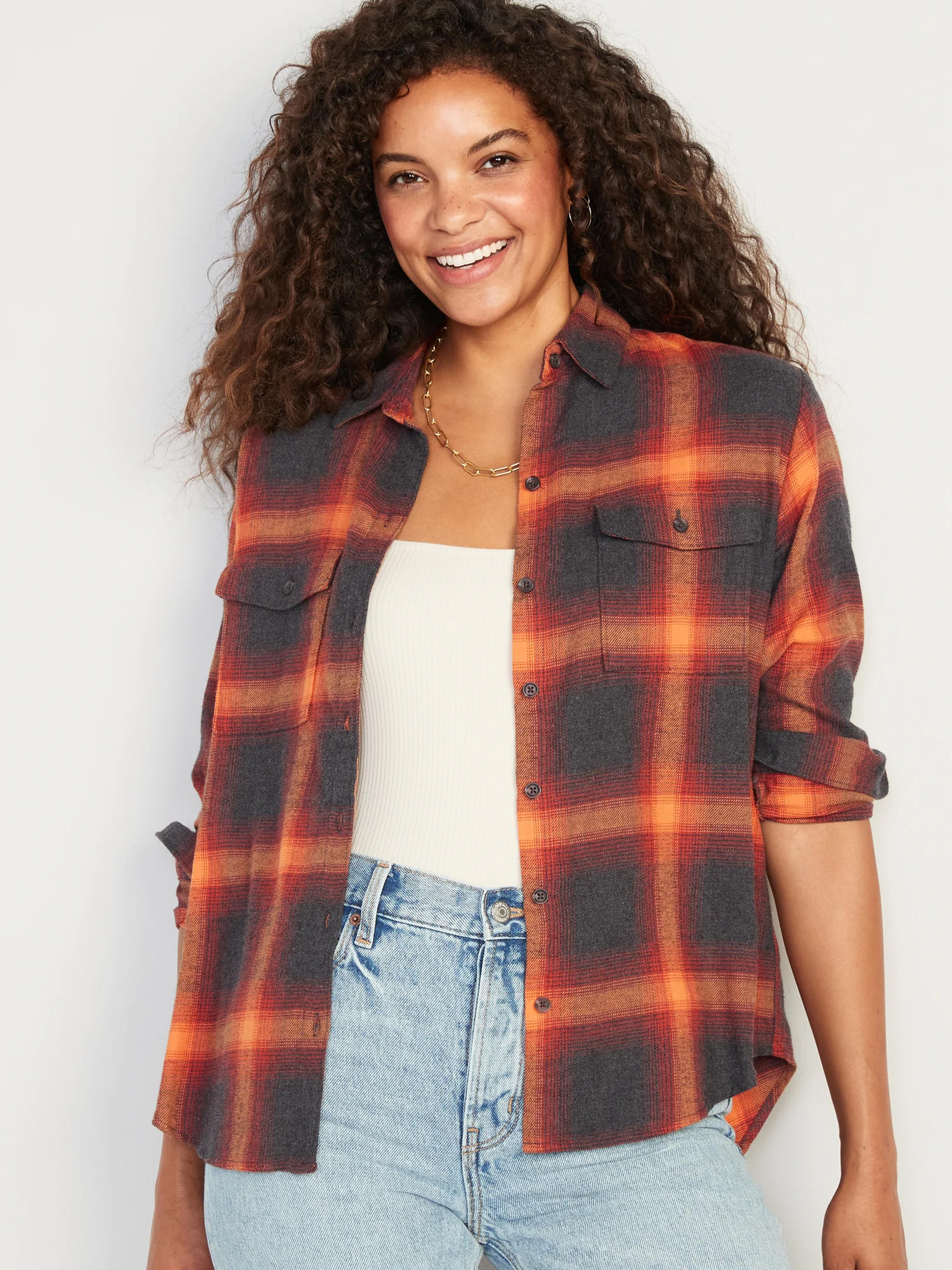 Long-Sleeve Plaid Flannel Boyfriend Tunic Shirt for Women | Old Navy