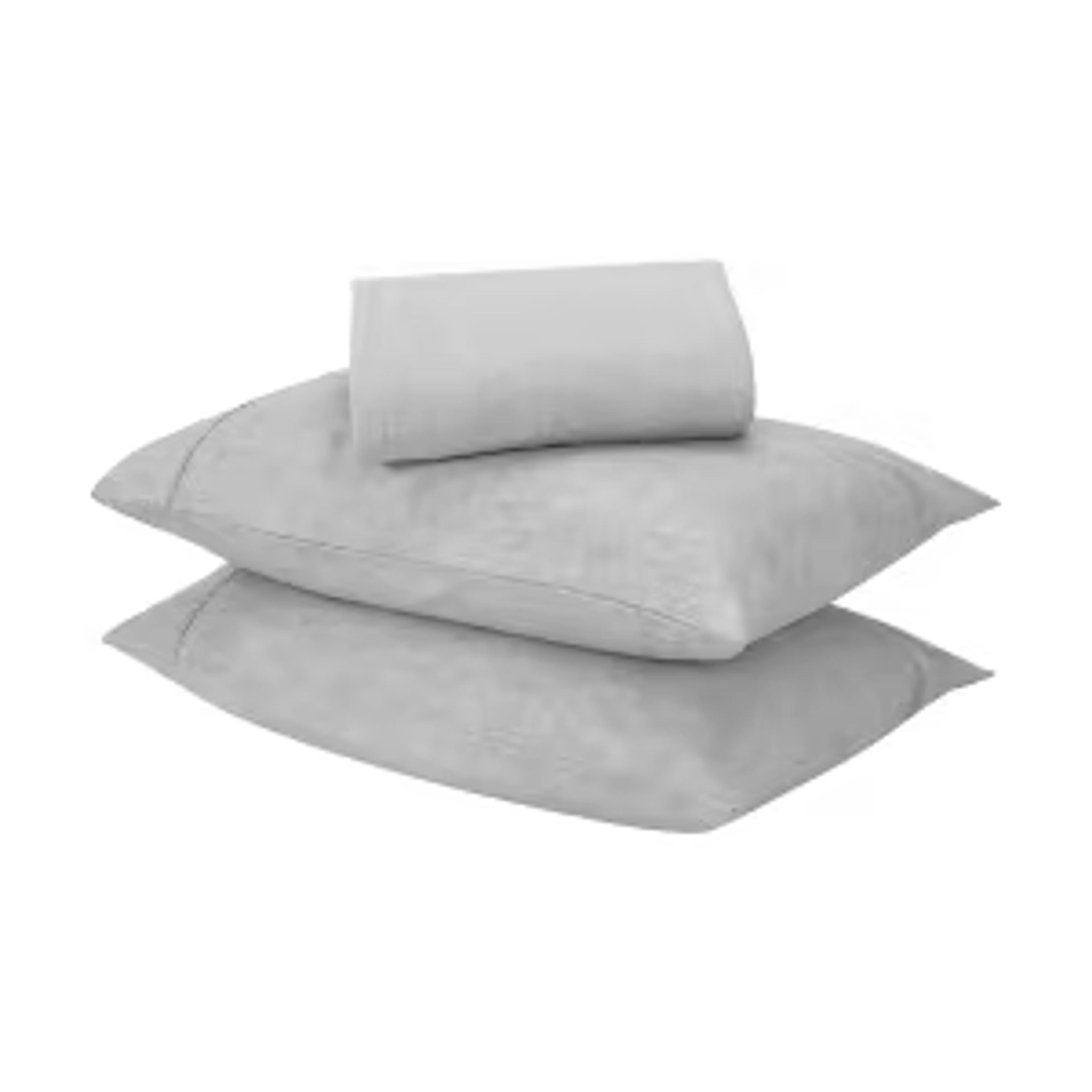 Marle Flannelette Cotton Sheet Set - Queen Bed, Light Grey - Kmart