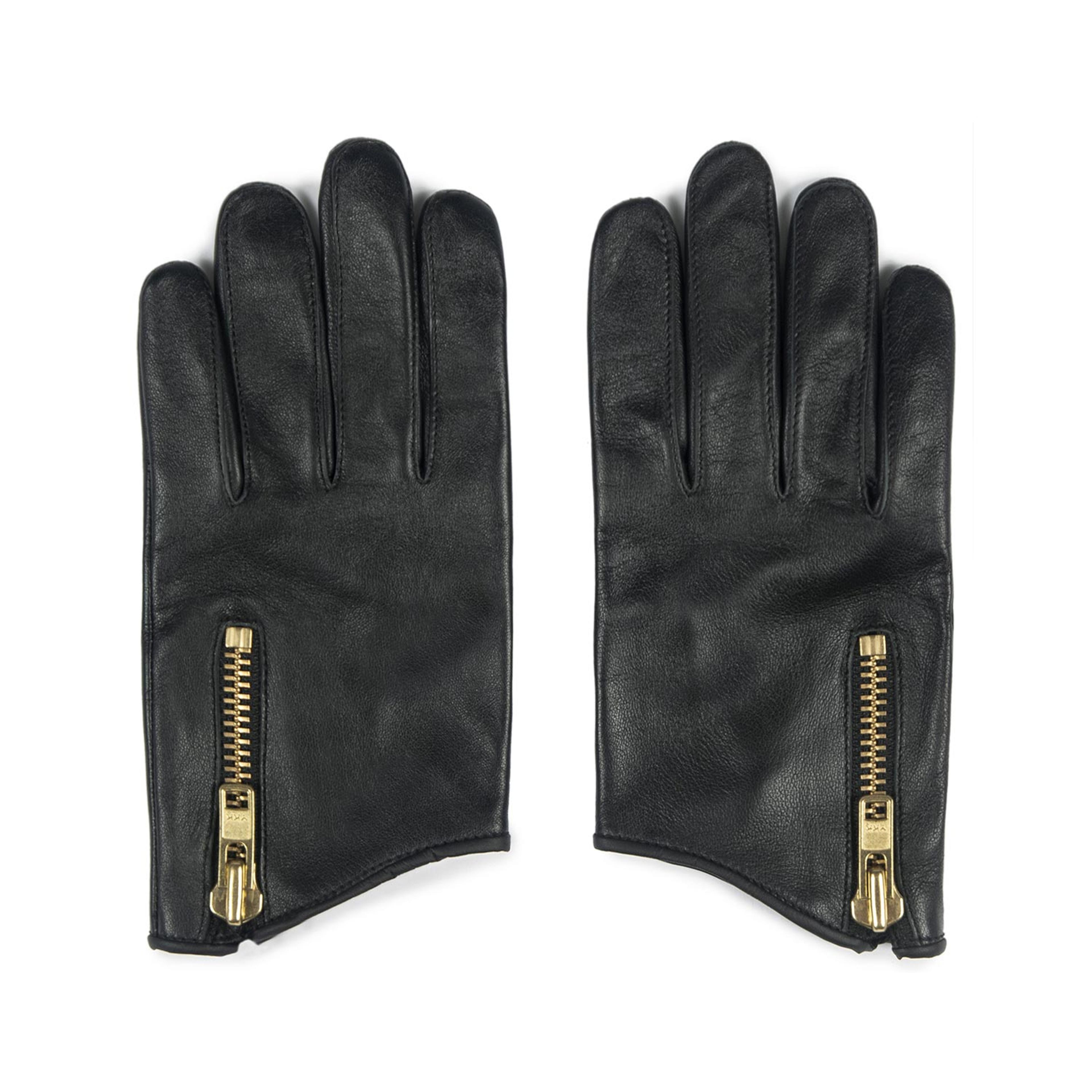 Throttle - Black and Gold Leather Gloves