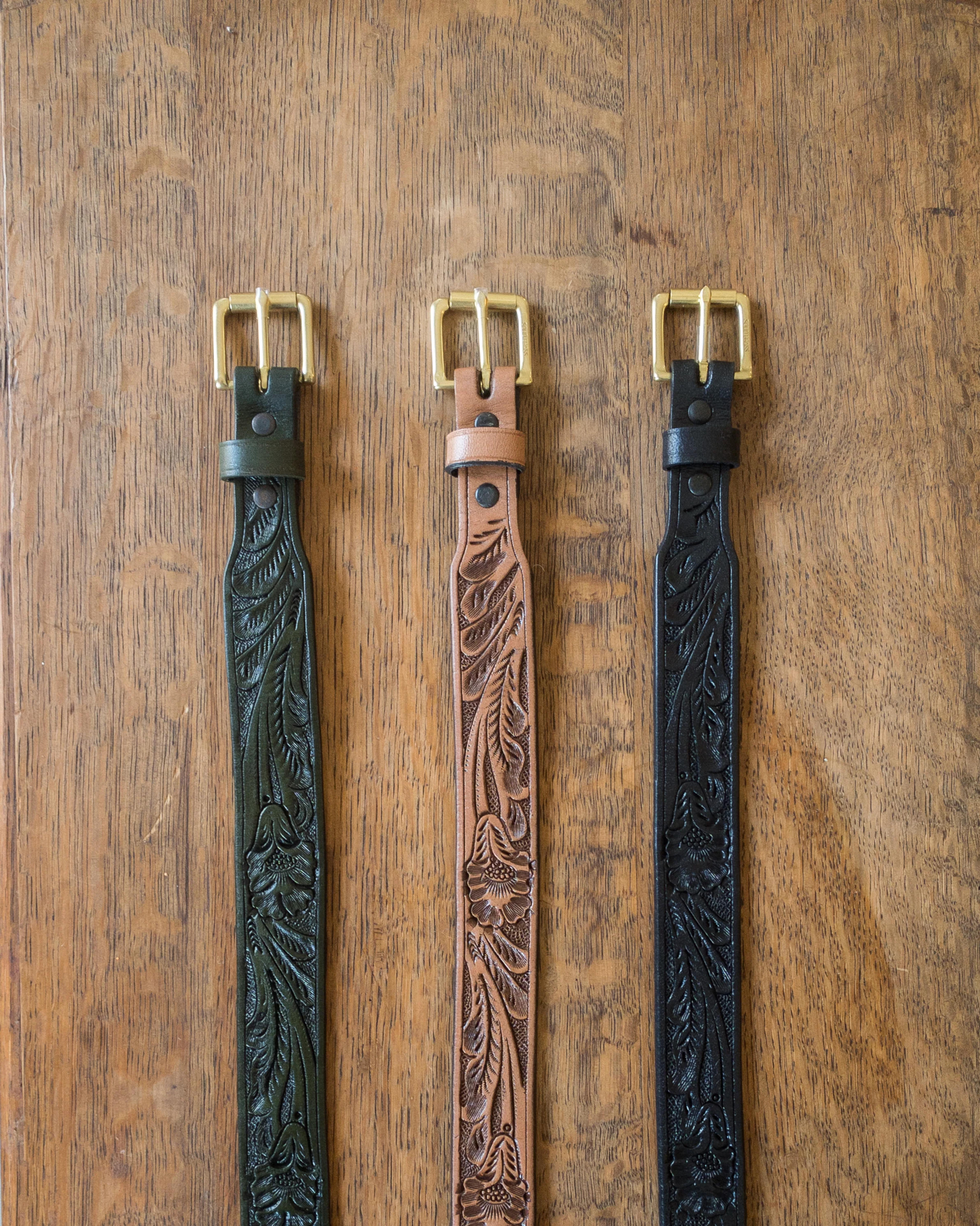 Western Tooled Leather Belt – Wythe New York