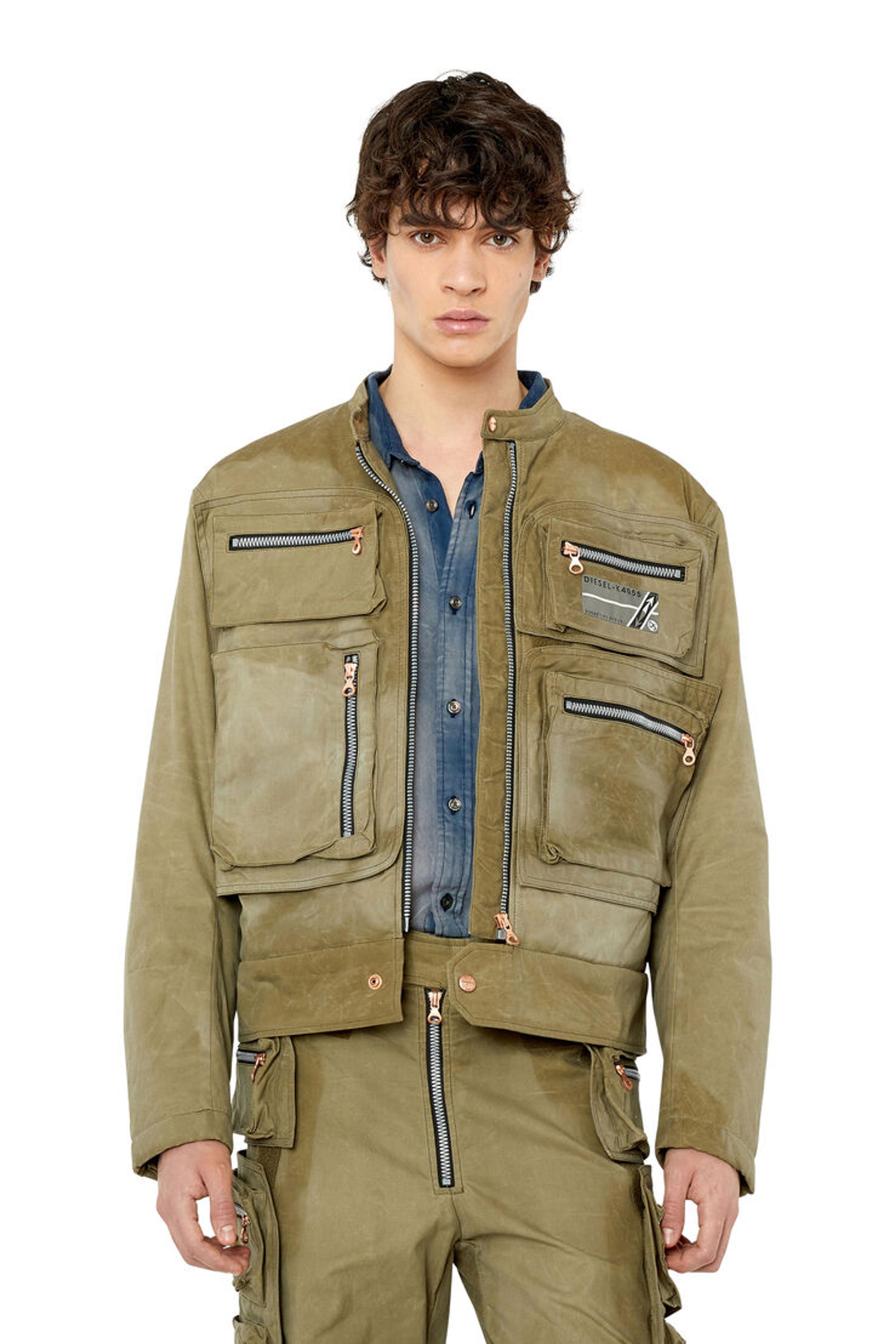 J-ELEVEN Man: Waxed jacket with detachable pockets | Diesel