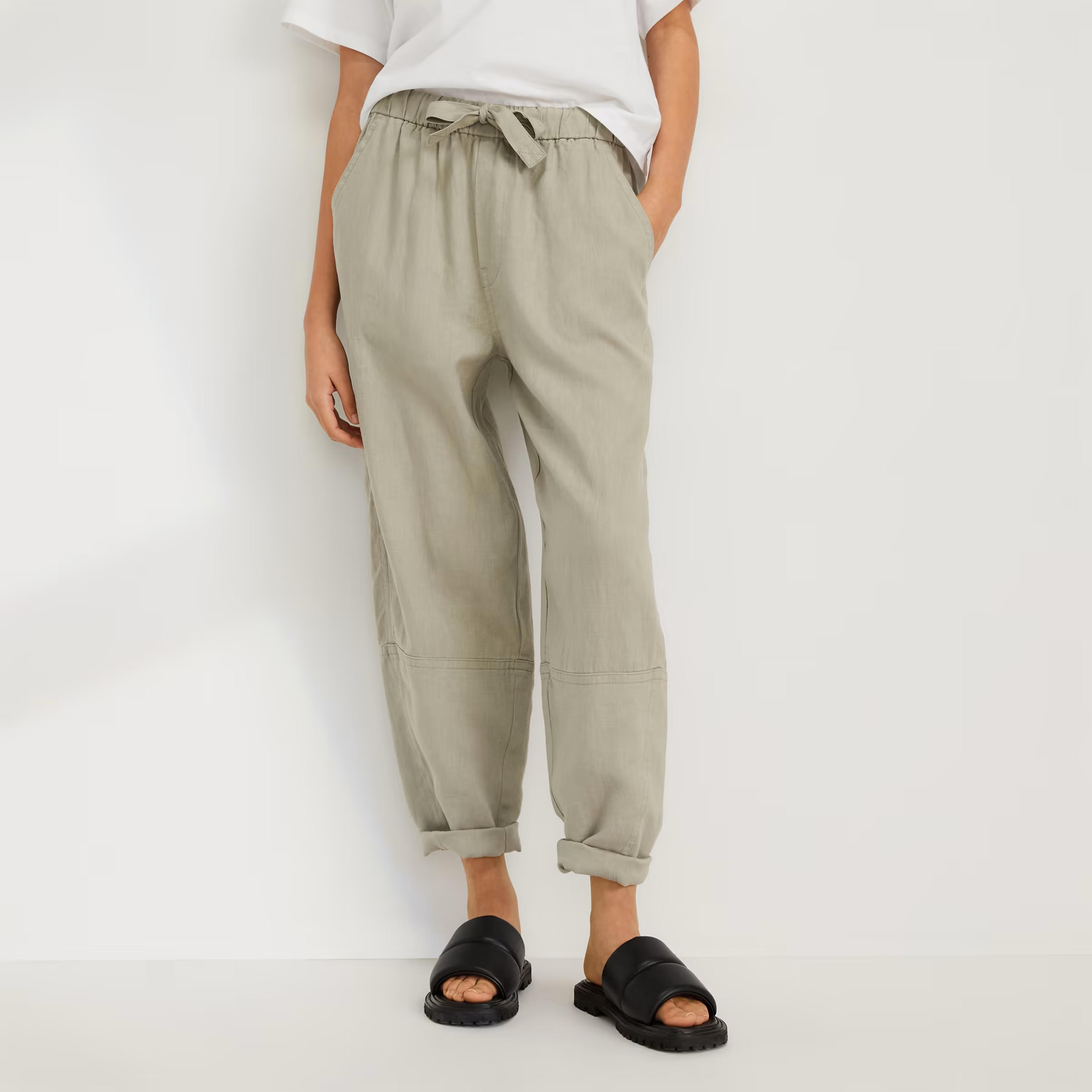 The Linen Pull-On Barrel Pant