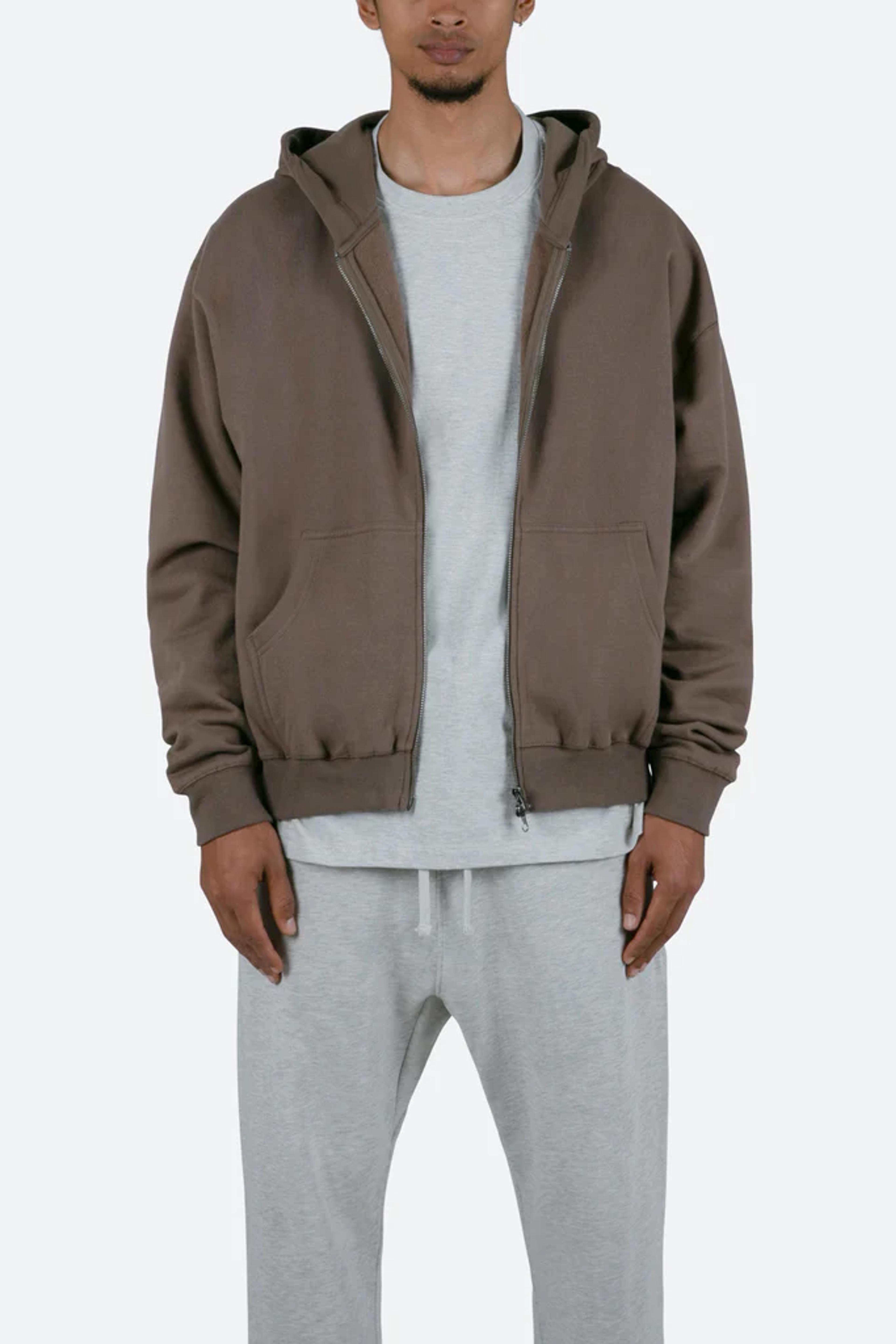 Basic Zip Up Hoodie - Brindle