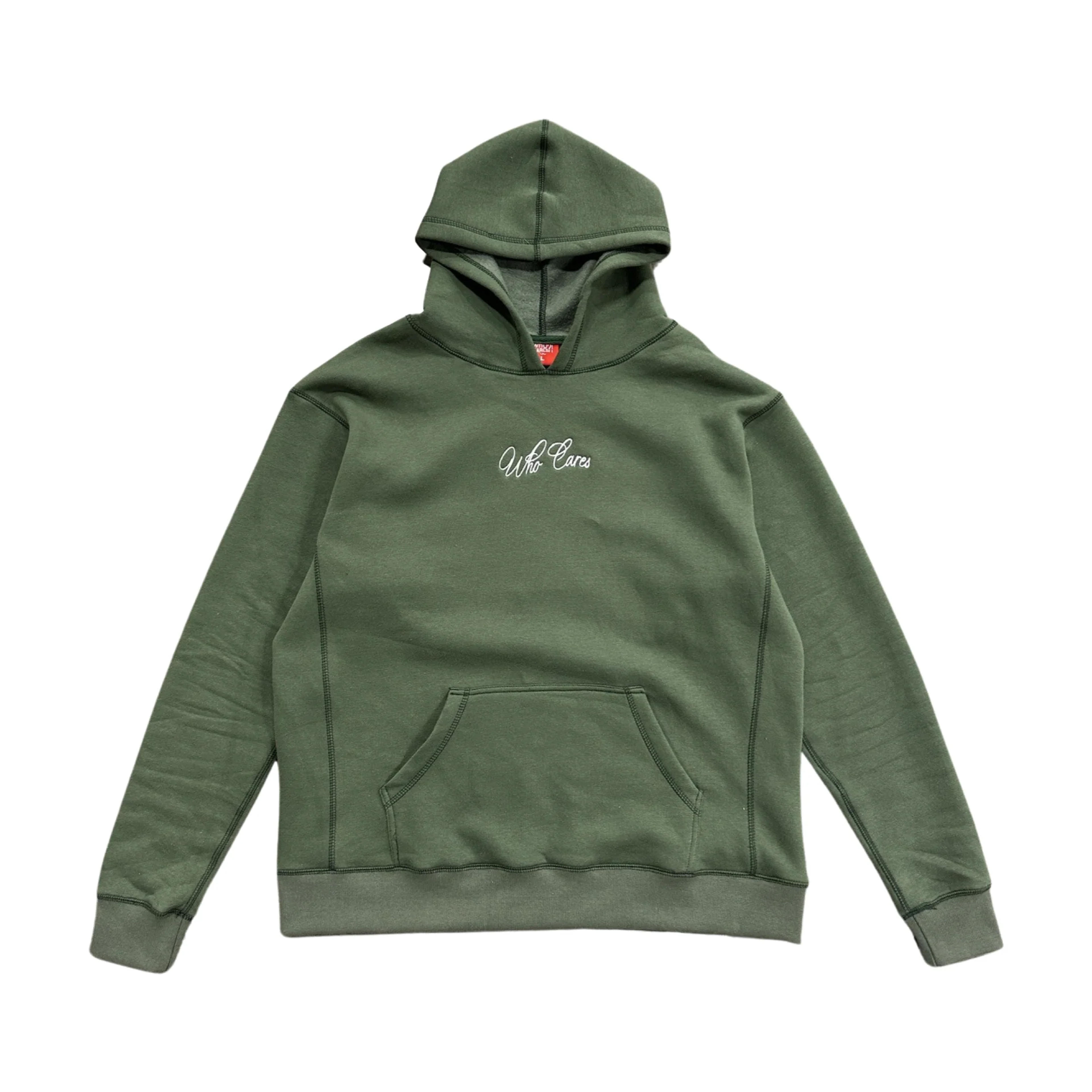 WC CURSIVE HOODIE - MOSS/WHITE - LARGE