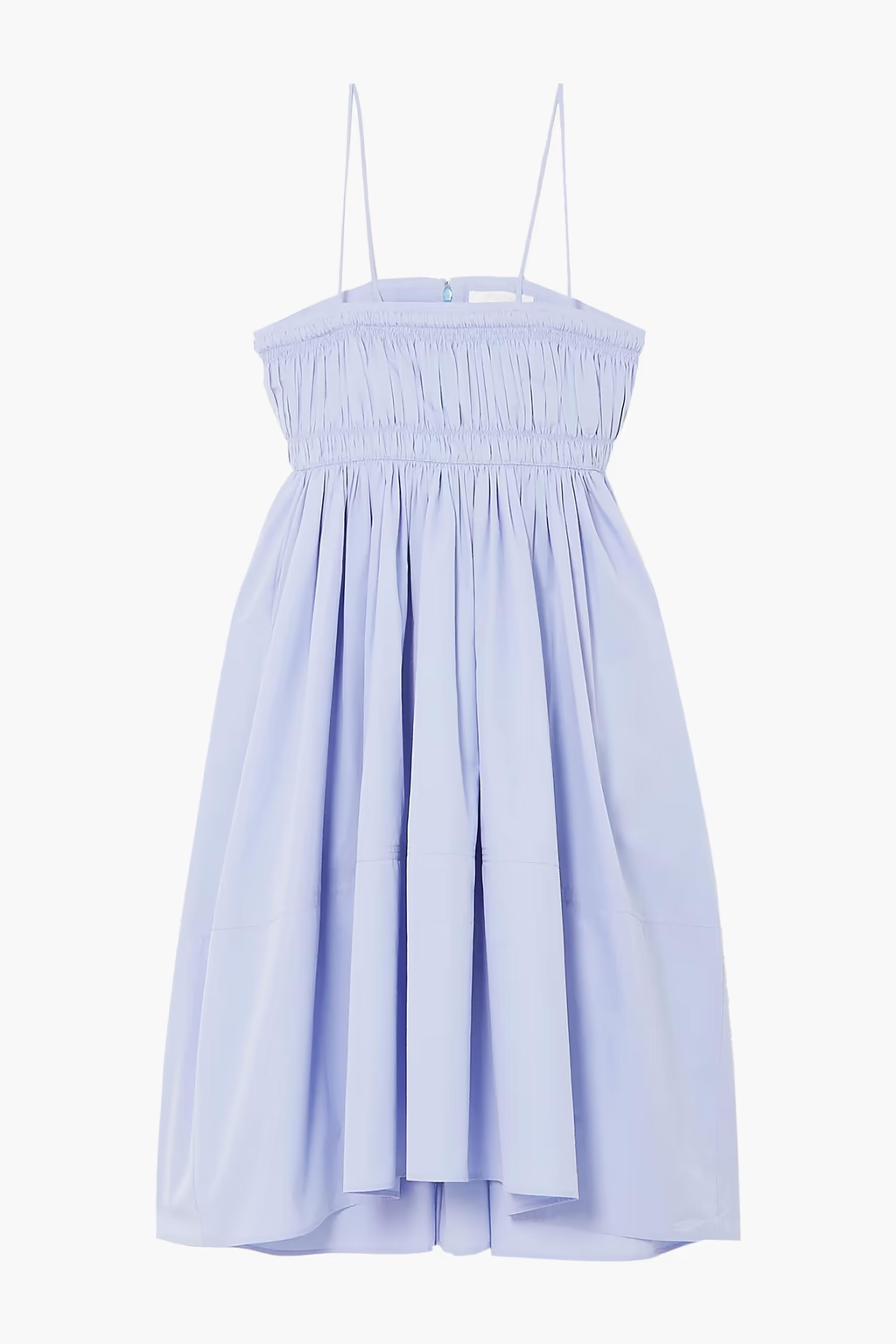 Light blue Shirred cotton-poplin dress | CHLOÉ | THE OUTNET