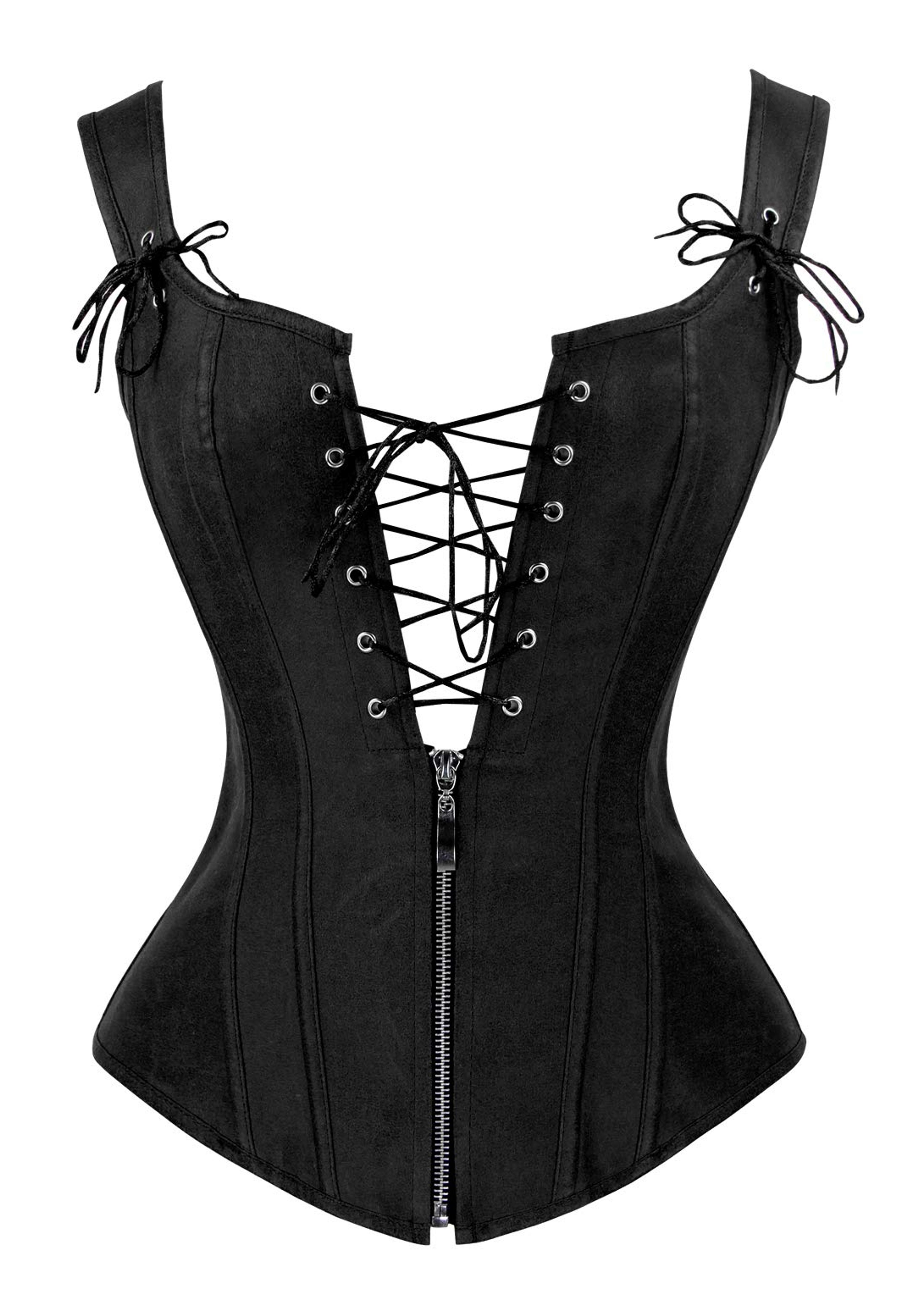 Charmian Women's Renaissance Lace Up Vintage Boned Bustier Corset with Garters