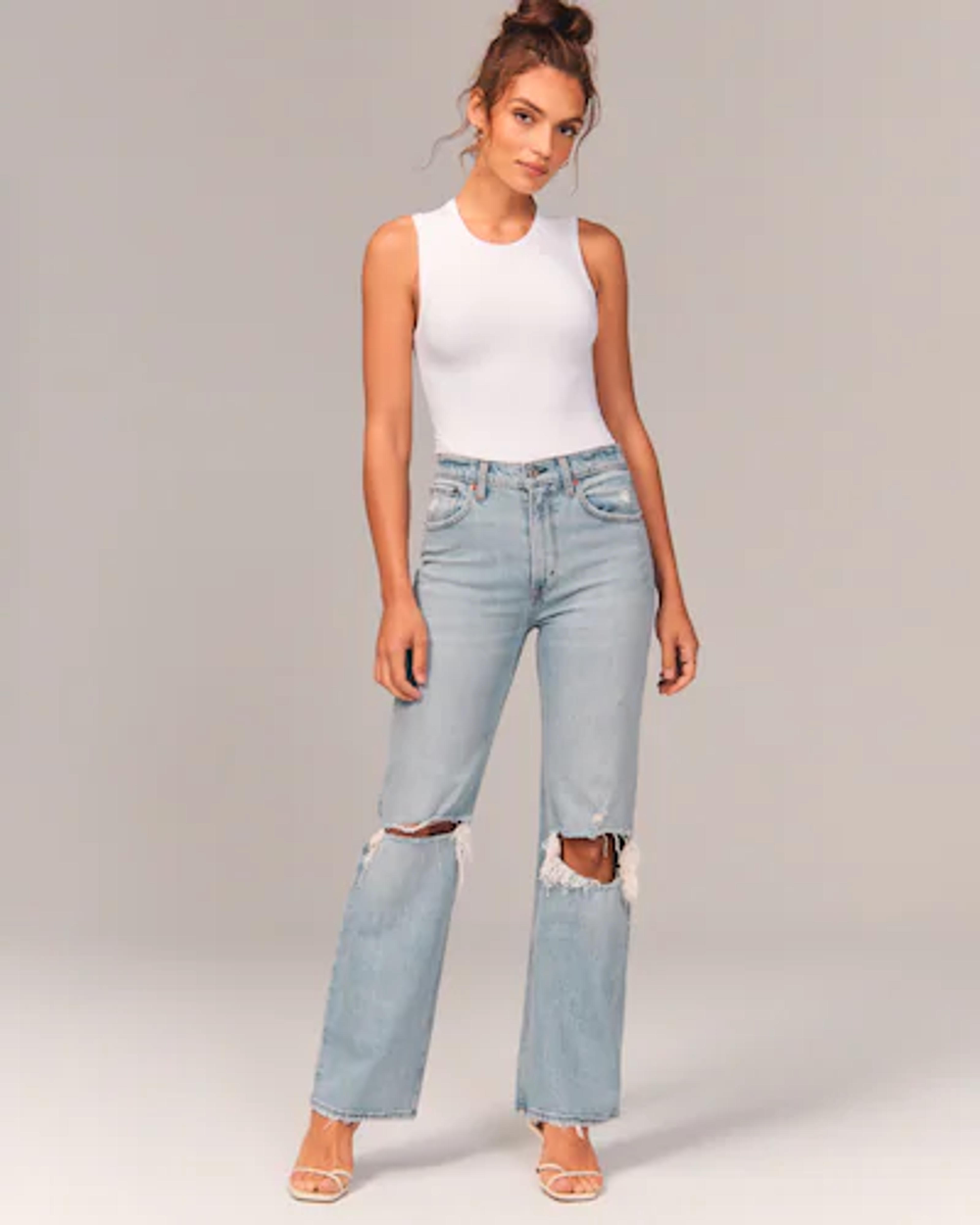 High Rise 90s Relaxed Jeans, light ripped wash