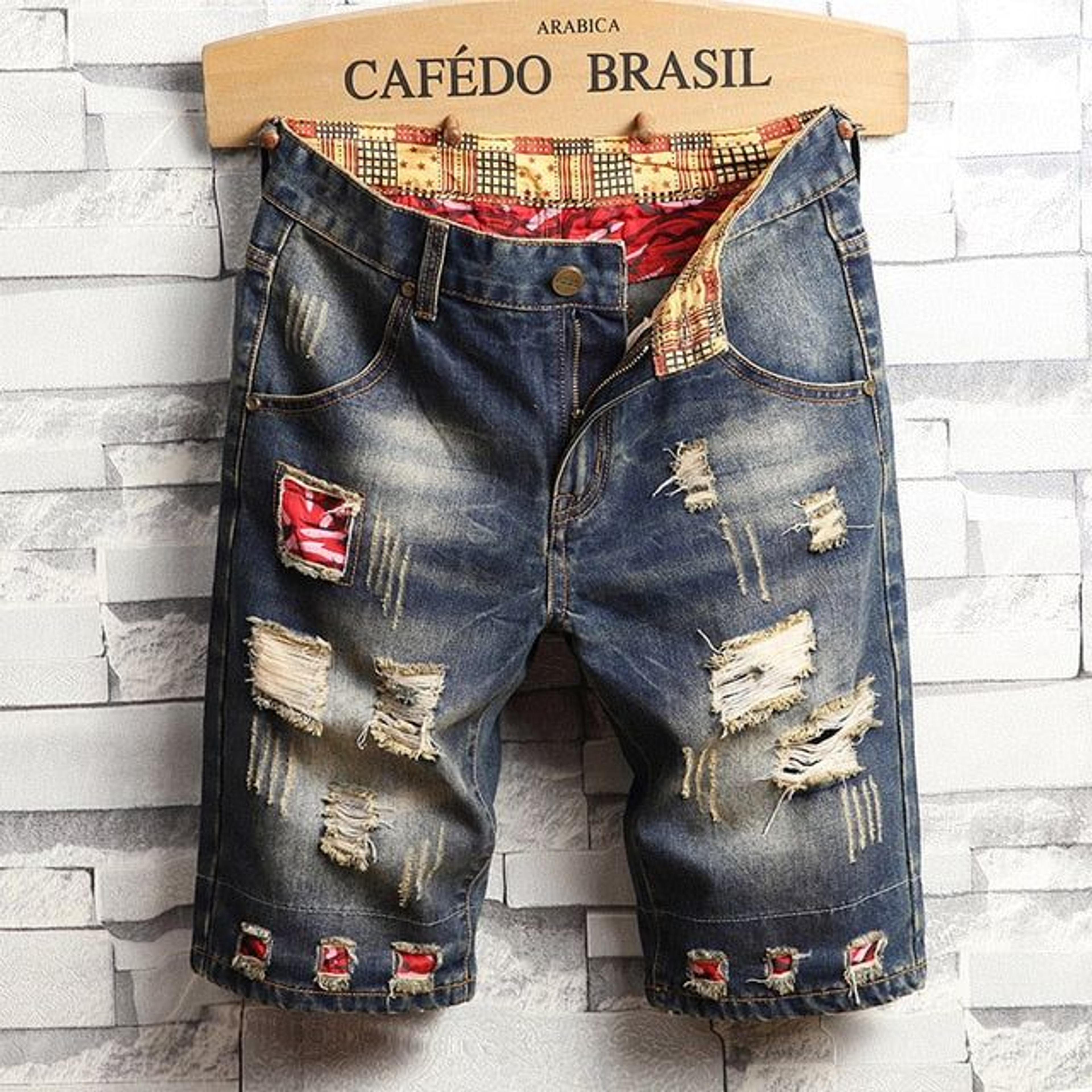 Summer Vintage Ripped Short Jeans for Men - 2 / 30