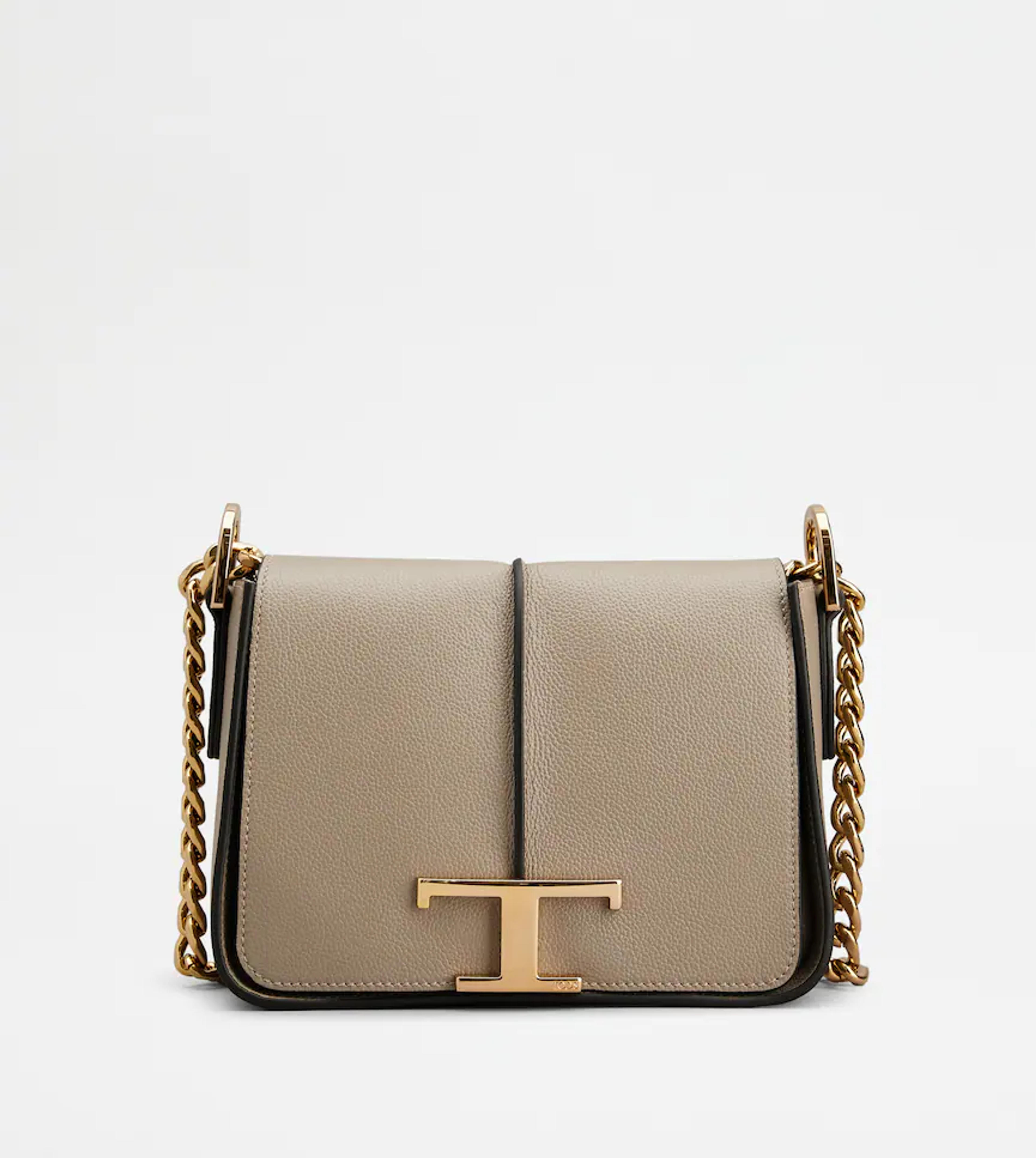 Woman GREY T Timeless Crossbody Bag in Leather Mini XBWTSAC0100QMKPZV618 | Tods