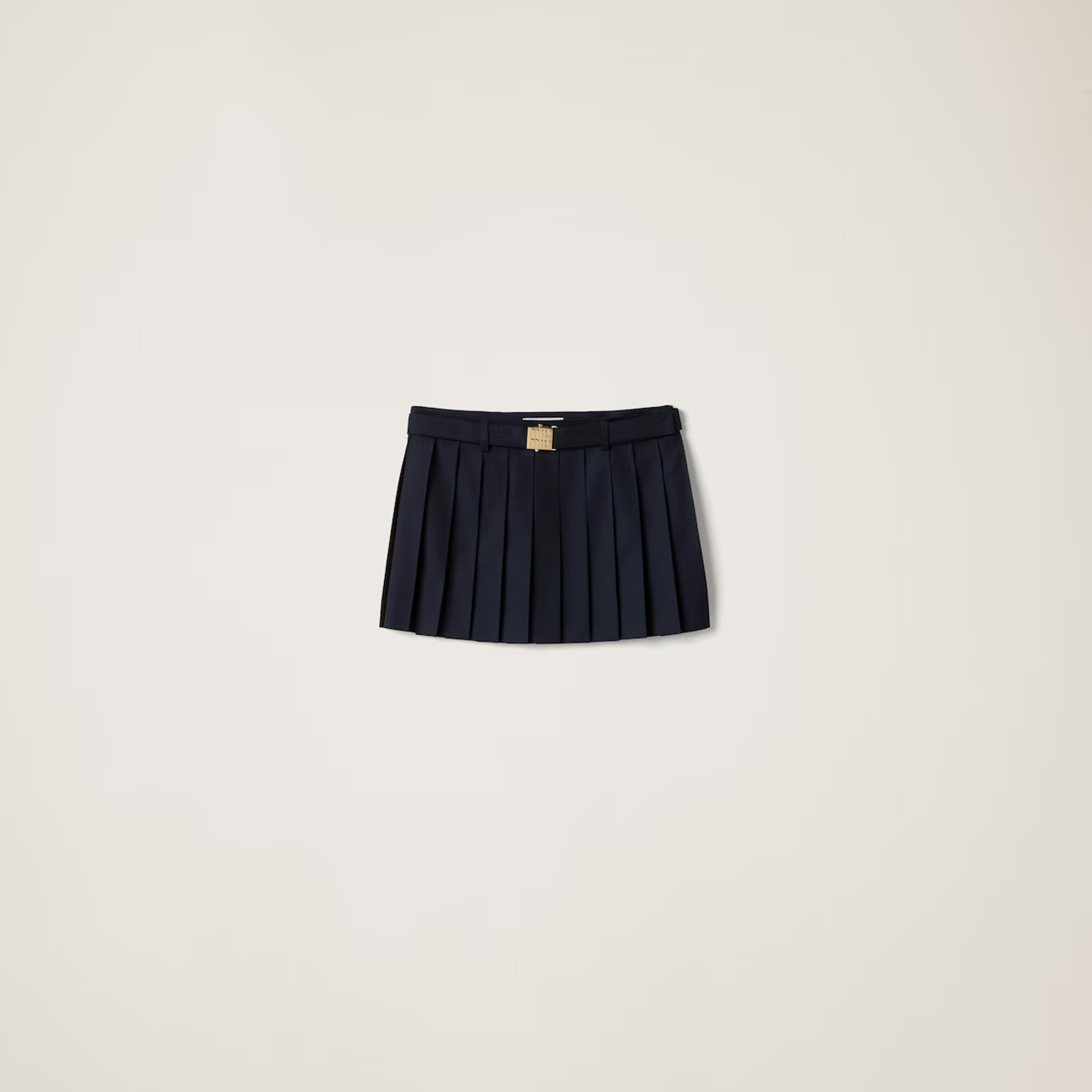 Pleated batavia miniskirt Navy | Miu Miu