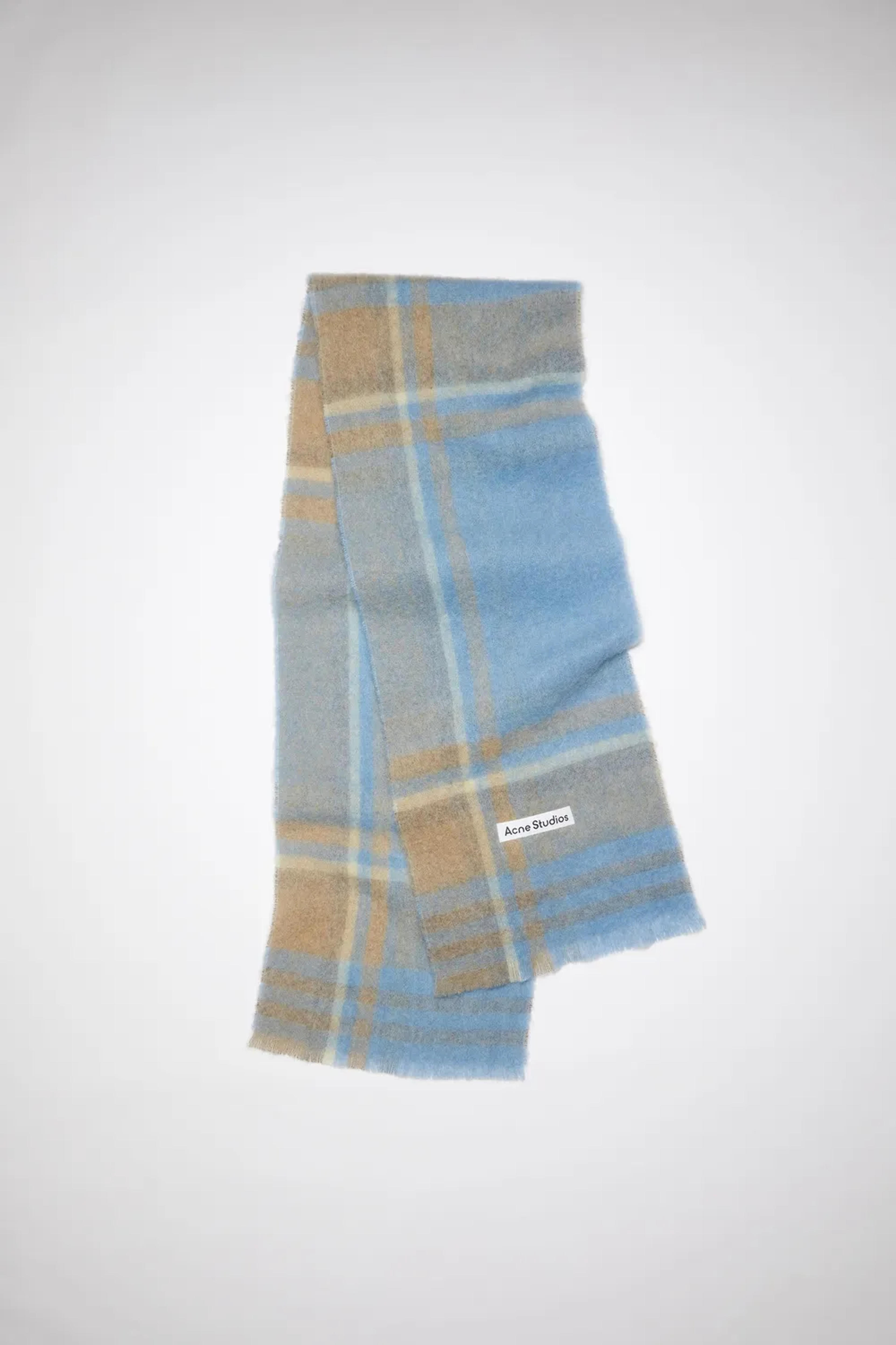 Checked scarf - Light blue/beige