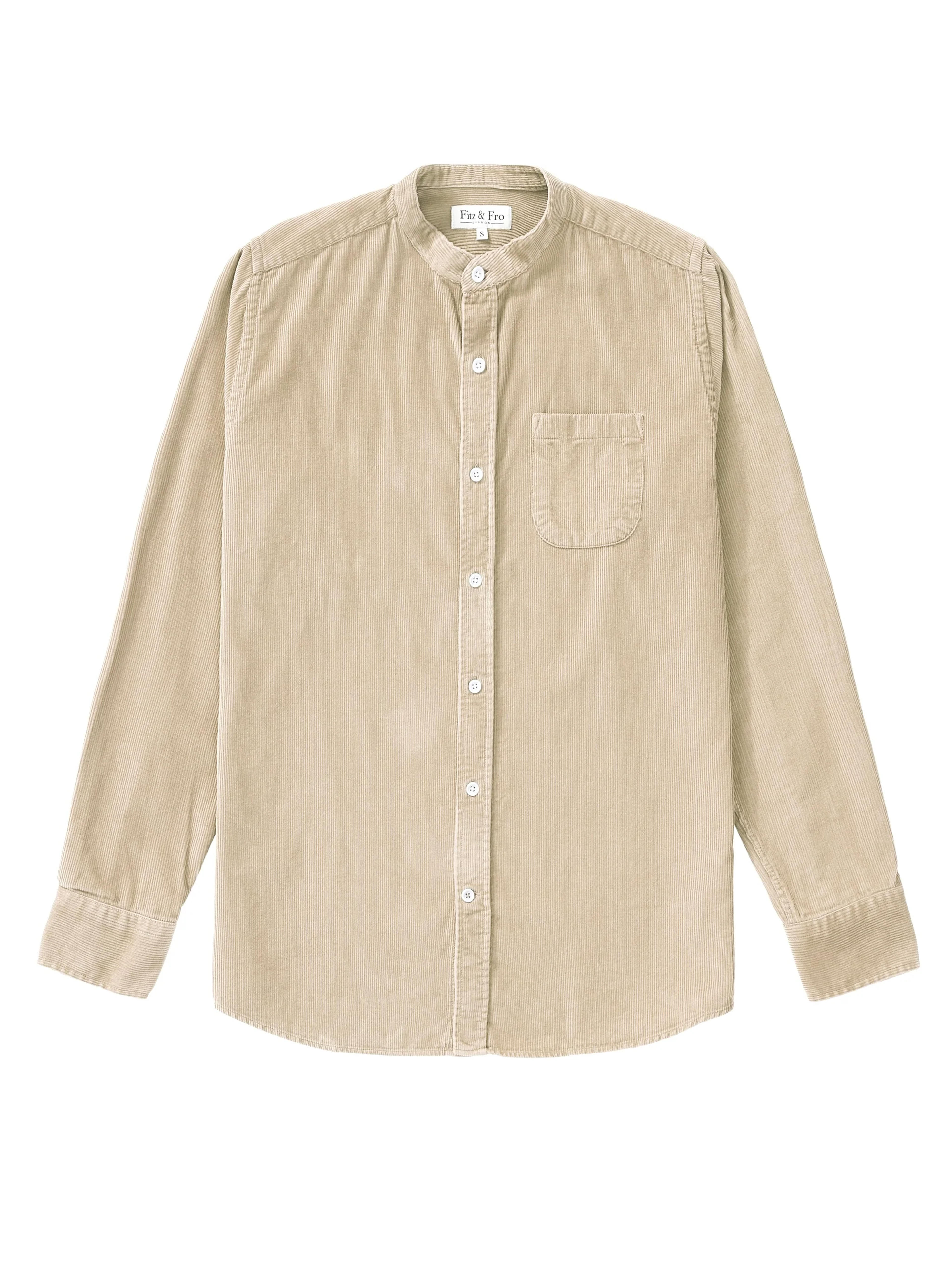 Light Stone Cord Collarless Shirt | Fitz & Fro Menswear