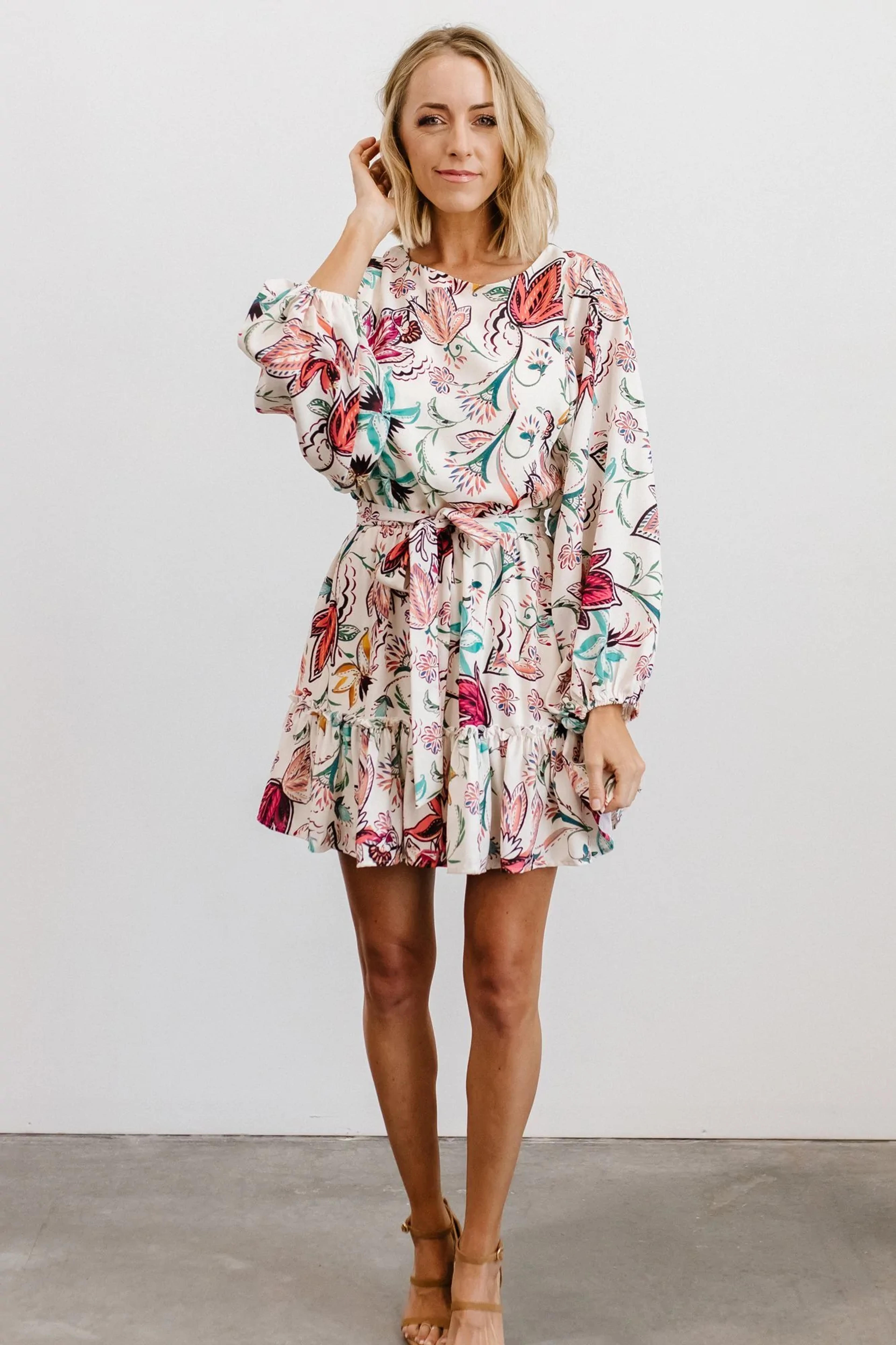 Tally Mini Dress | Off White Multi Print - M