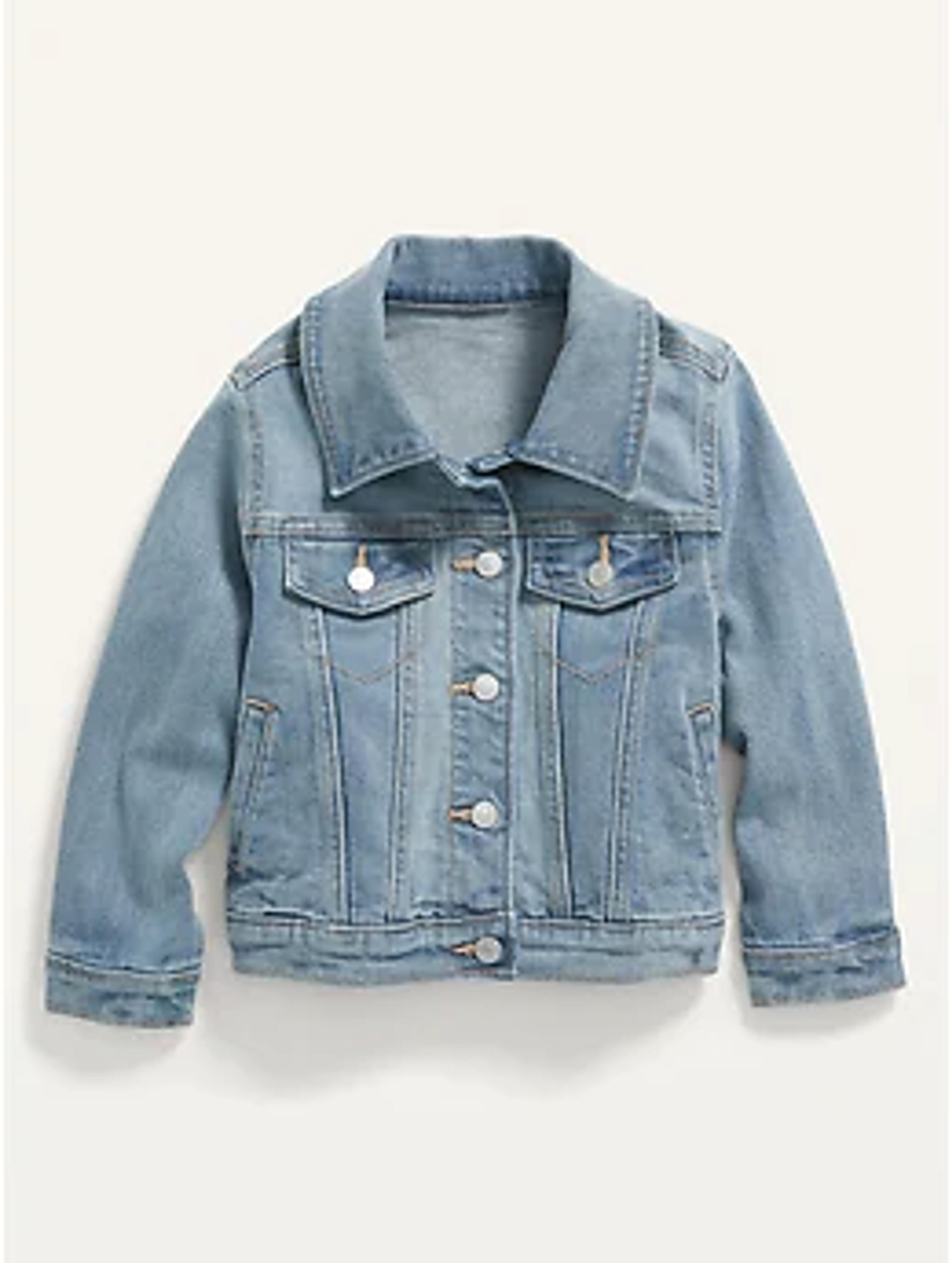 Medium-Wash Stretch Jean Jacket for Toddler Girls