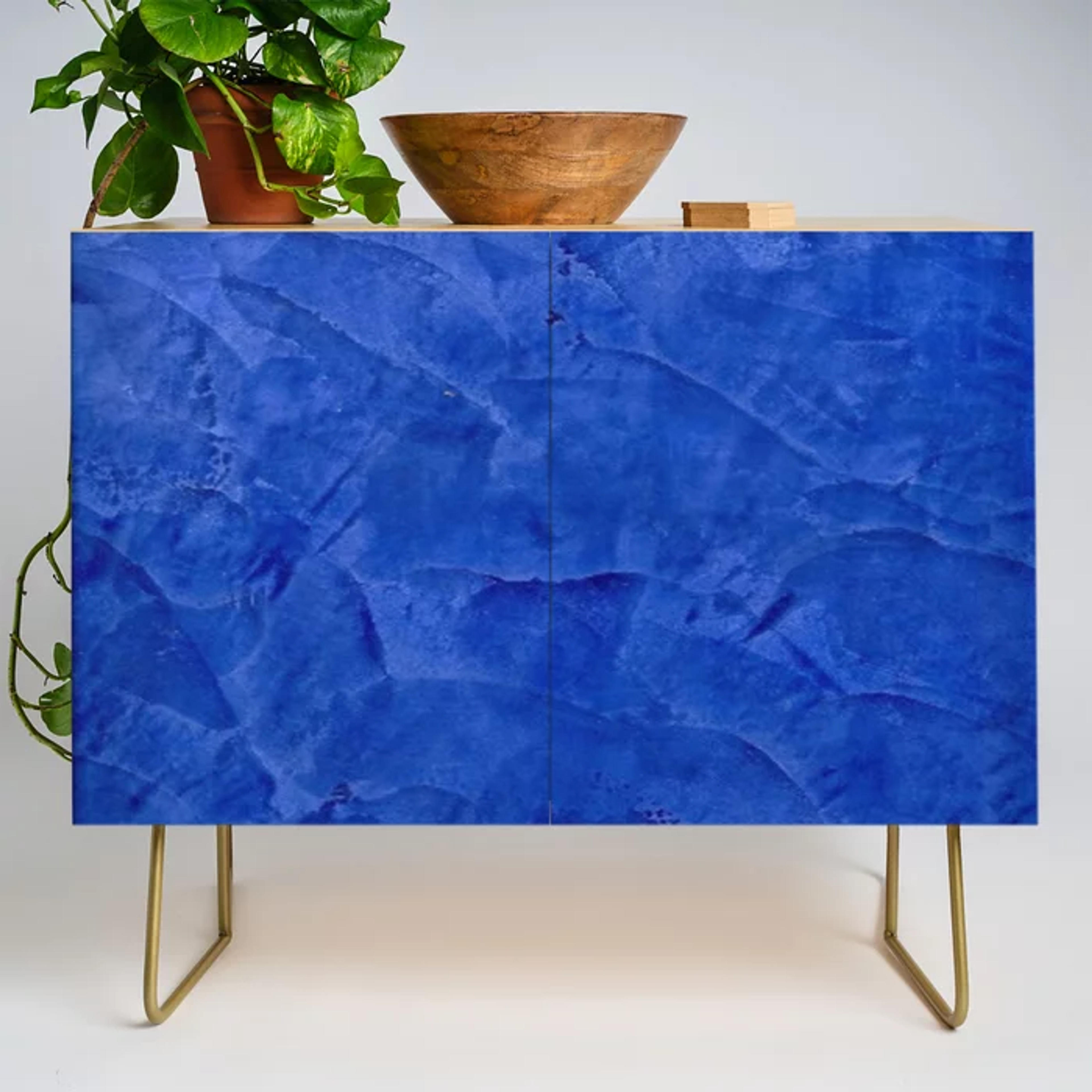 Dark Classic Blue Ombre Burnished Stucco - Faux Finishes - Venetian Plaster - Corbin Henry Credenza by Corbin Henry | Society6