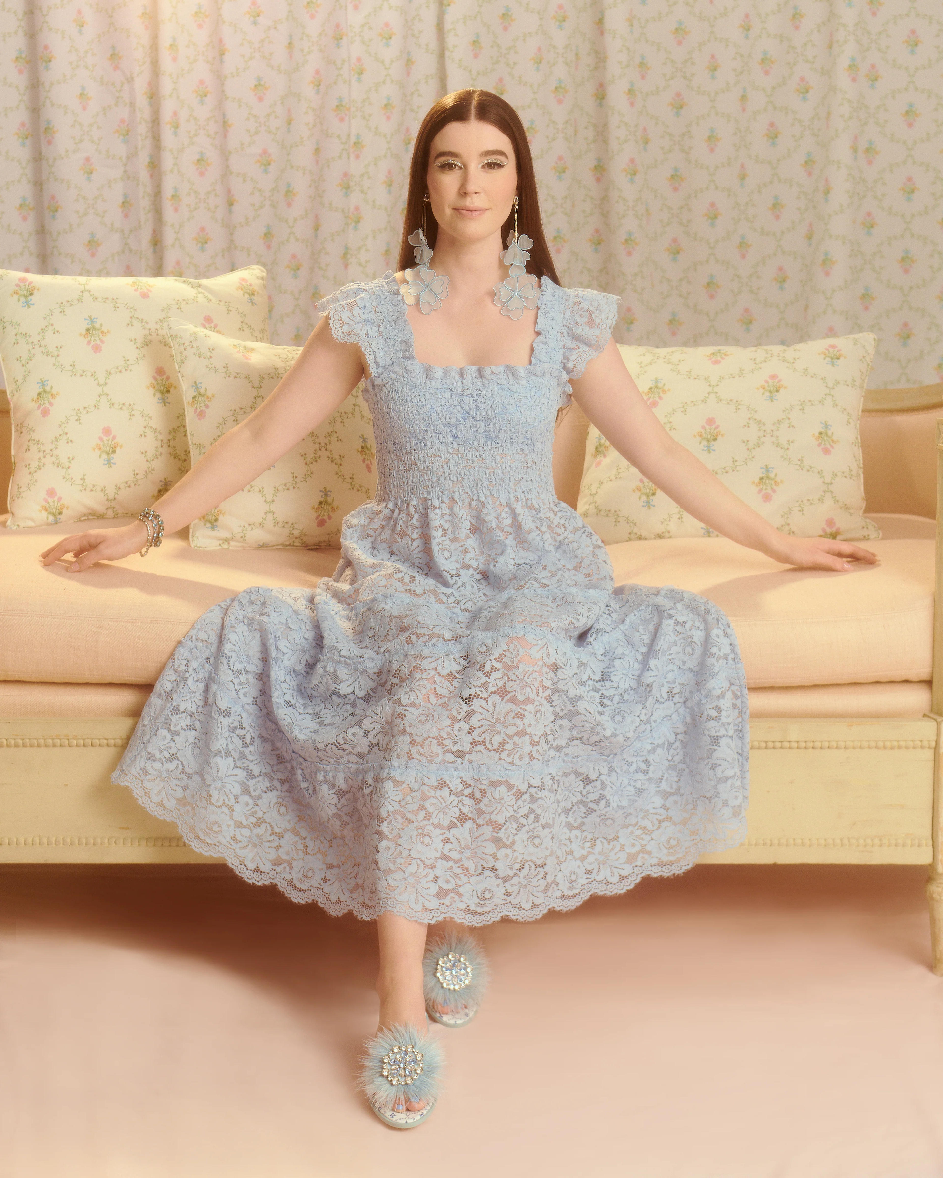 The Lace Ellie Nap Dress - Powder Blue Lace – Hill House Home