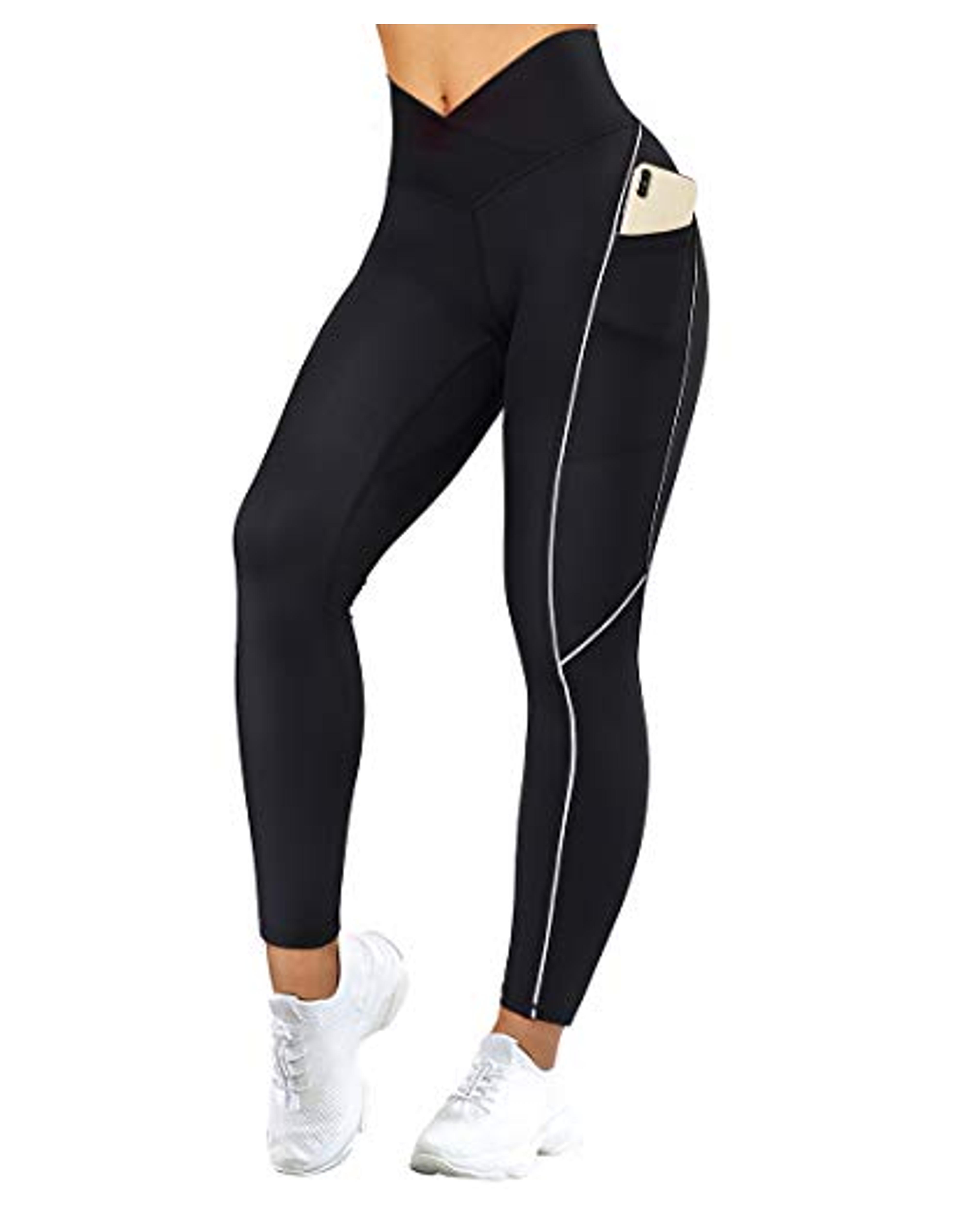 SUUKSESS Women Reflective High Waisted Running Leggings with Pockets Yoga Pants