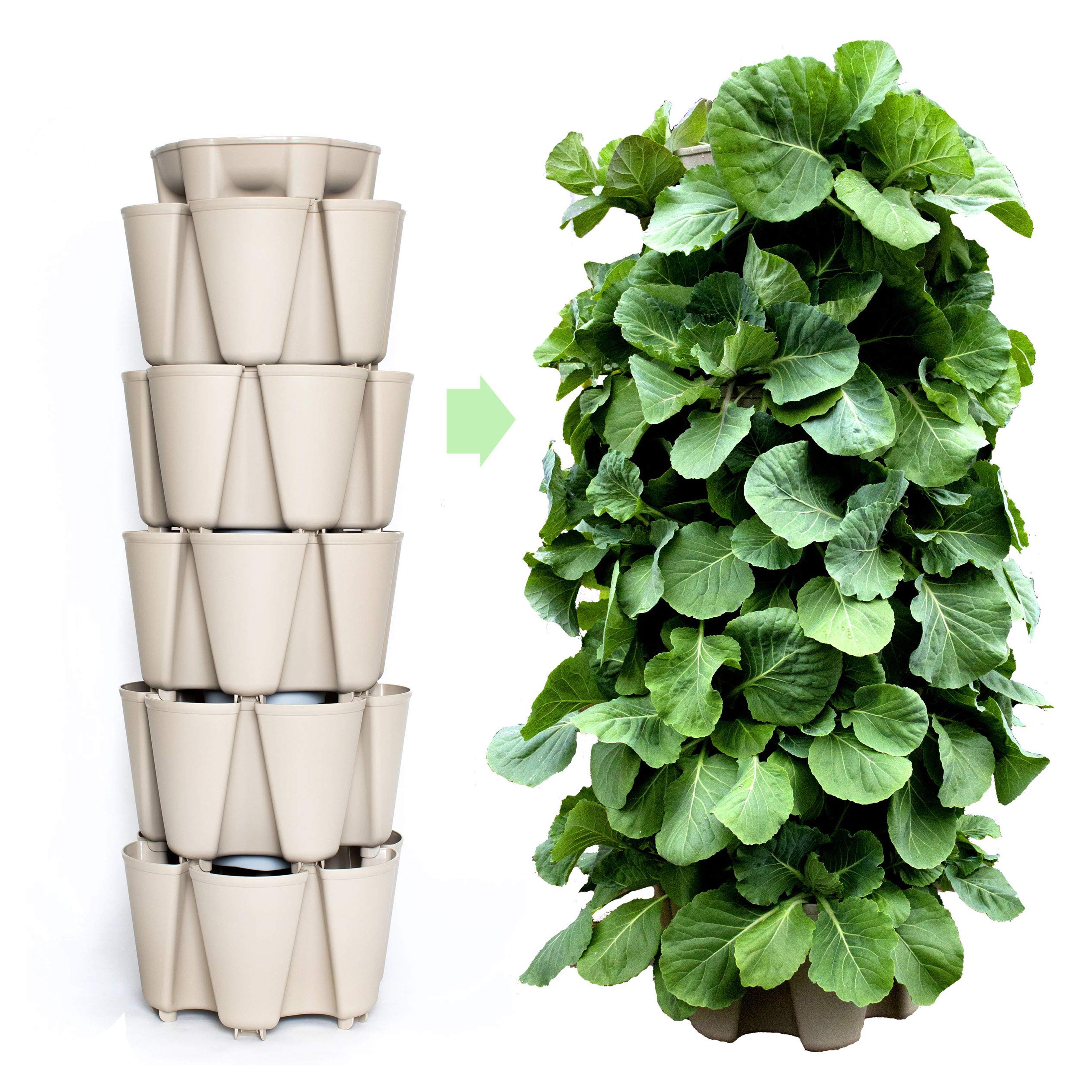 GreenStalk Patented Large 5 Tier Vertical Garden Planter with Patented Internal Watering System Great for Growing a Variety of Strawberries, Vegetables, Herbs, & Flowers (Stunning Stone)