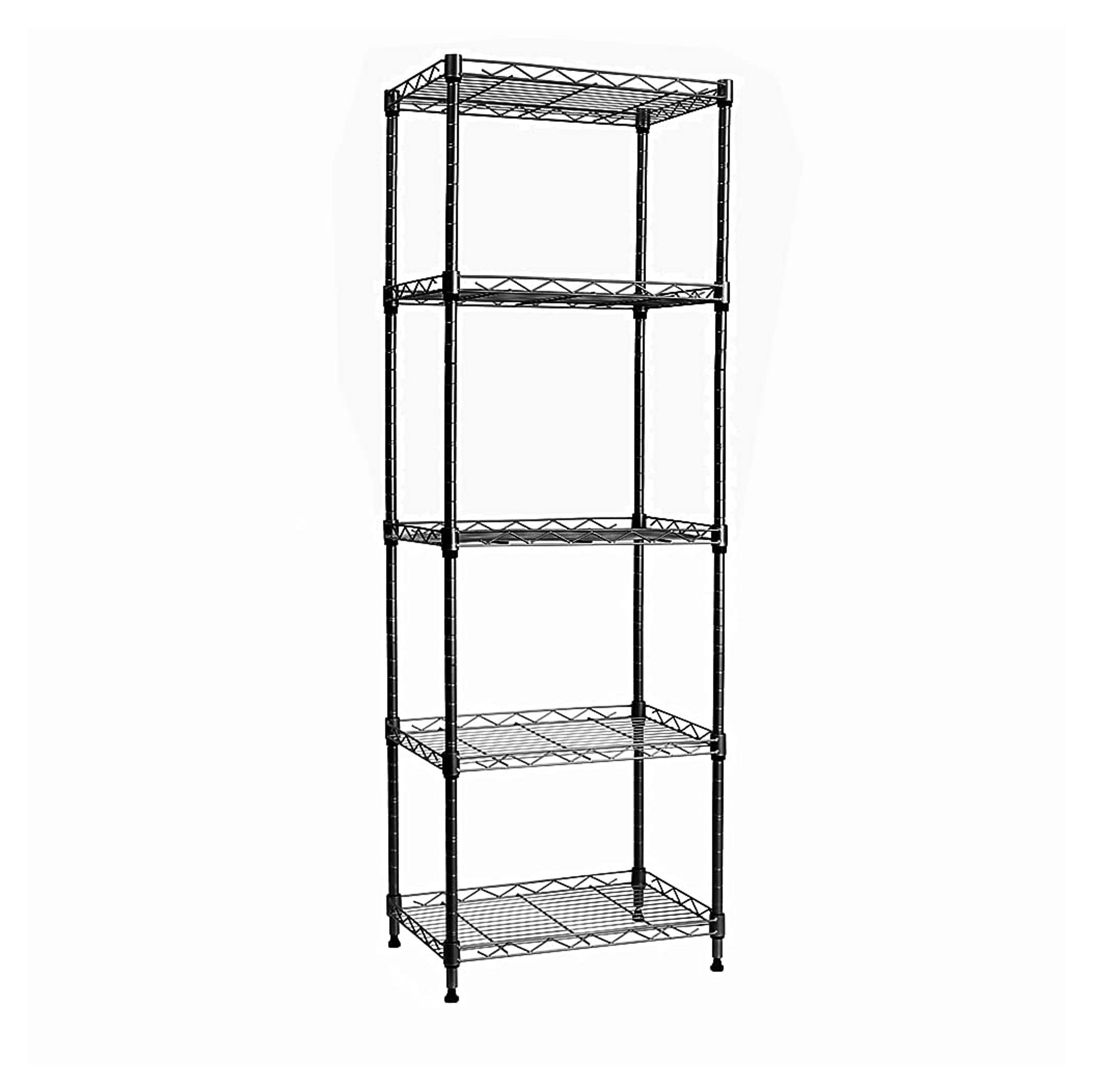 REGILLER 5-Wire Shelving Metal Storage Rack Adjustable Shelves, Standing Storage Shelf Units for Laundry Bathroom Kitchen Pantry Closet(Black, 16.6L x 11.8W x 53.5H)