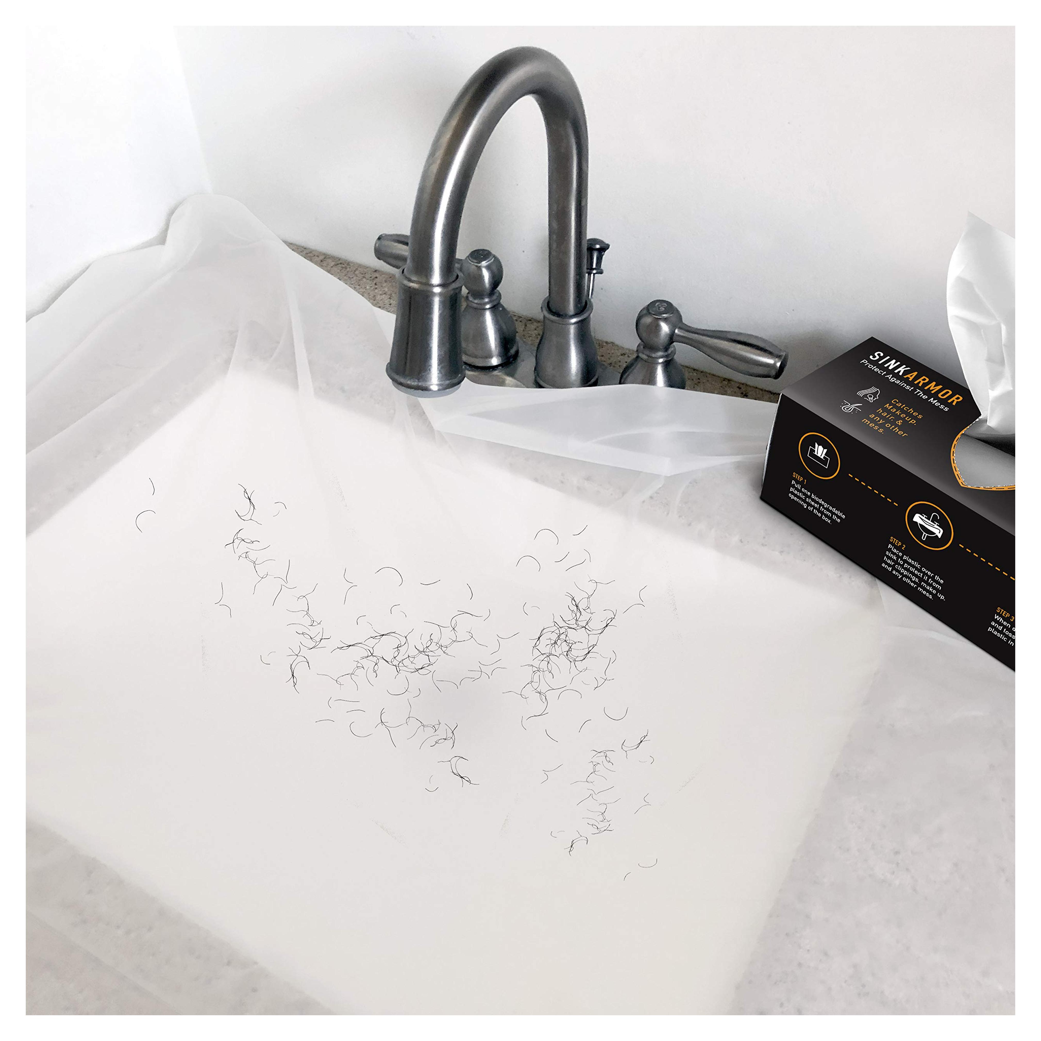 AtHomeBarber Disposable Plastic Sink Covers for Easy Clean Up When Cutting Hair Over the Bathroom Sink