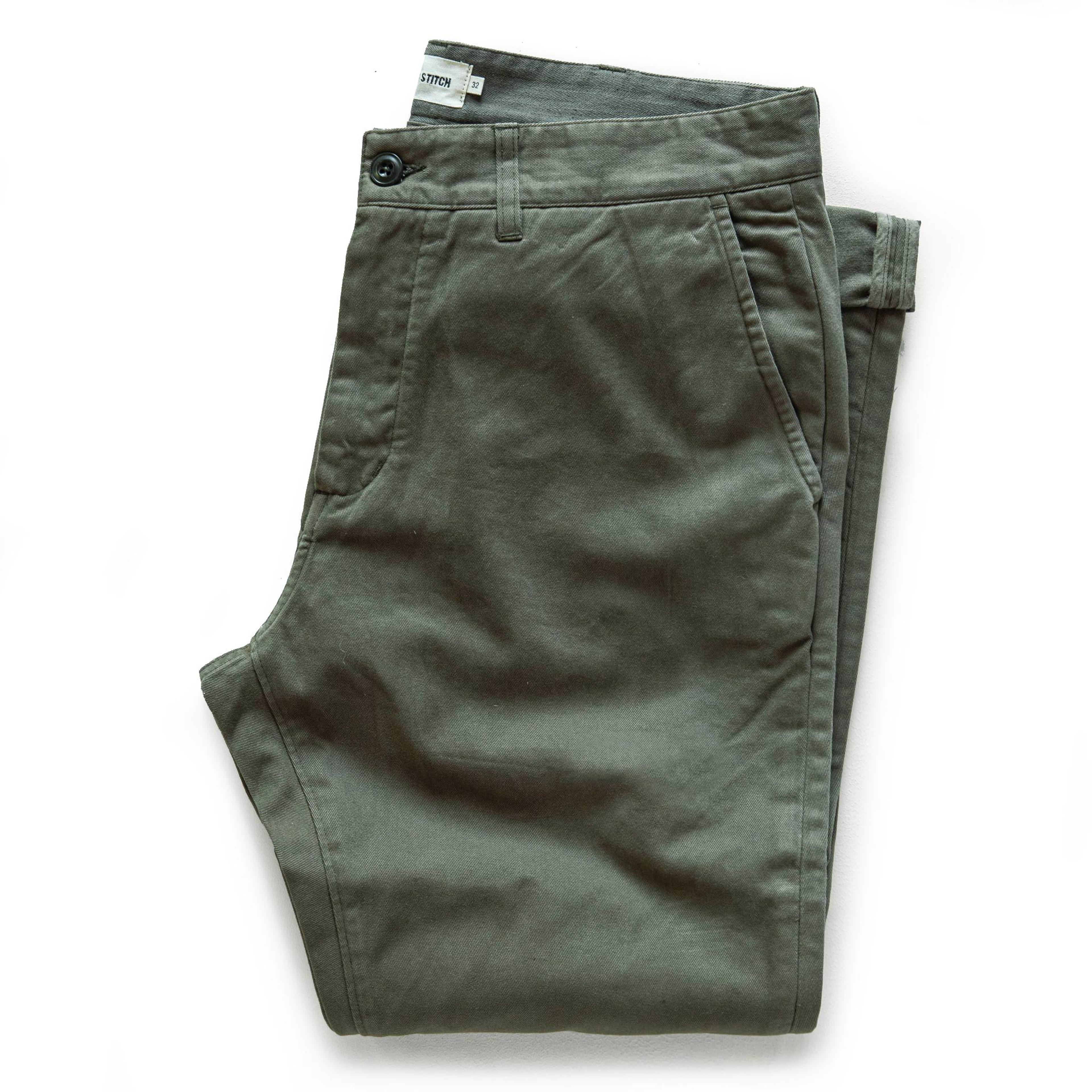 The Slim Foundation Pant in Organic Olive | Men's Bottoms