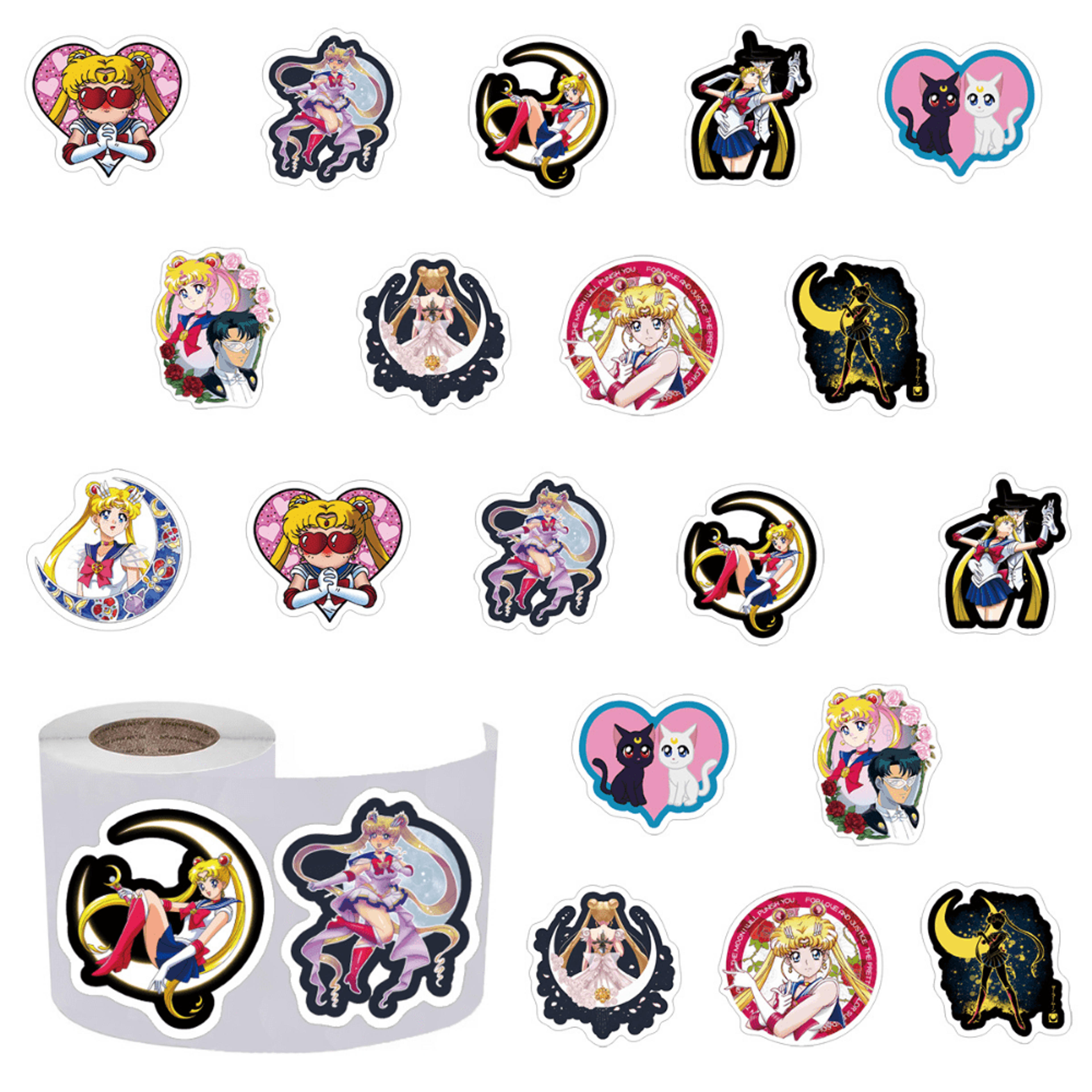 500pcs Cartoon Anime Cat Girls Cute Stickers ( 1 Inch Labels / 10 Patterns ) Decals Vinyl Waterproof Sticker For Adults Teens Girls Kids Water Bottle Skateboard Luggage Laptop Computer Phone Decor