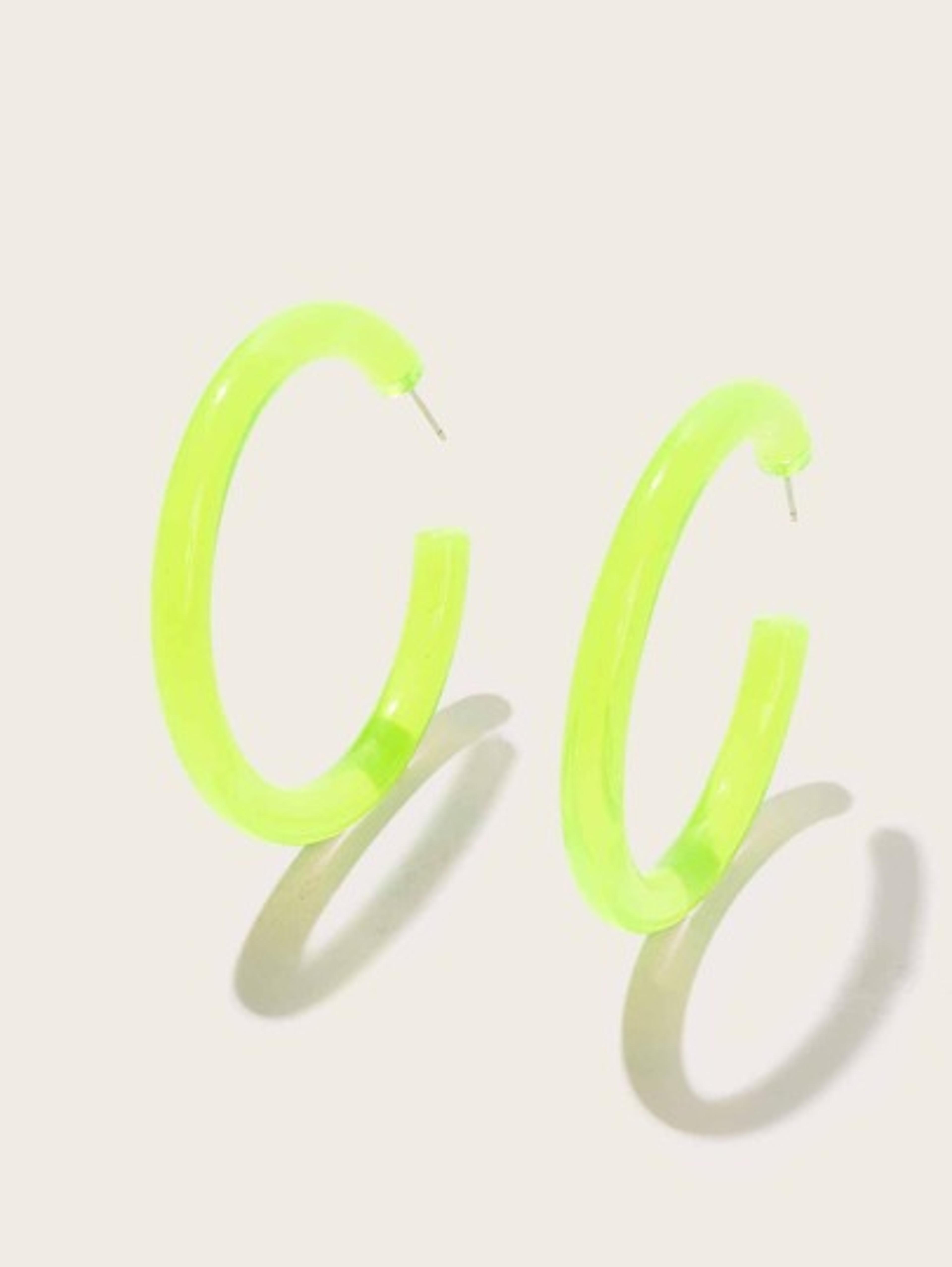 Plain Cut Neon Lime Hoop Earrings 1pair | SHEIN USA