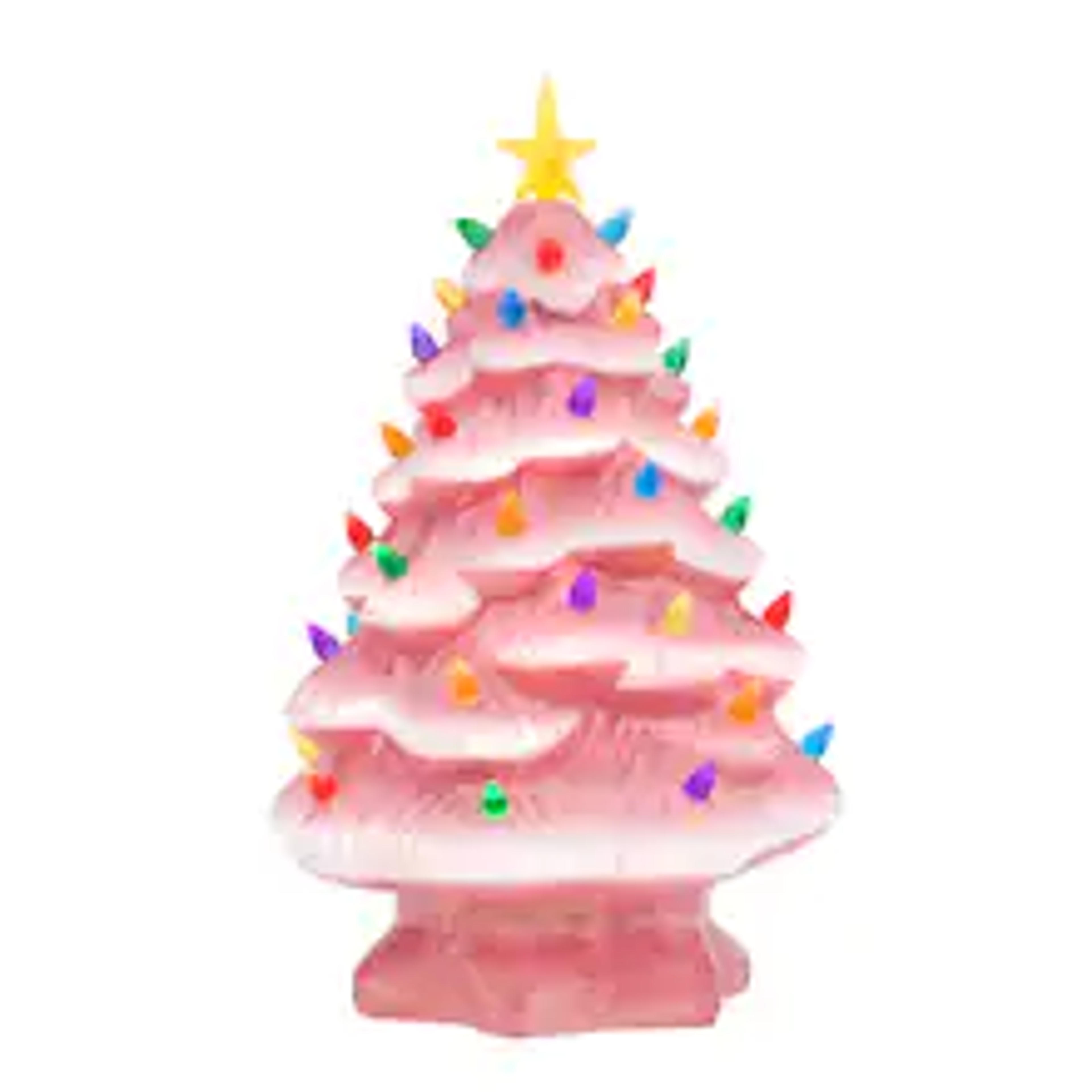 14" Pink Nostalgic LED Ceramic Christmas Tree with Removable Bulbs | Michaels