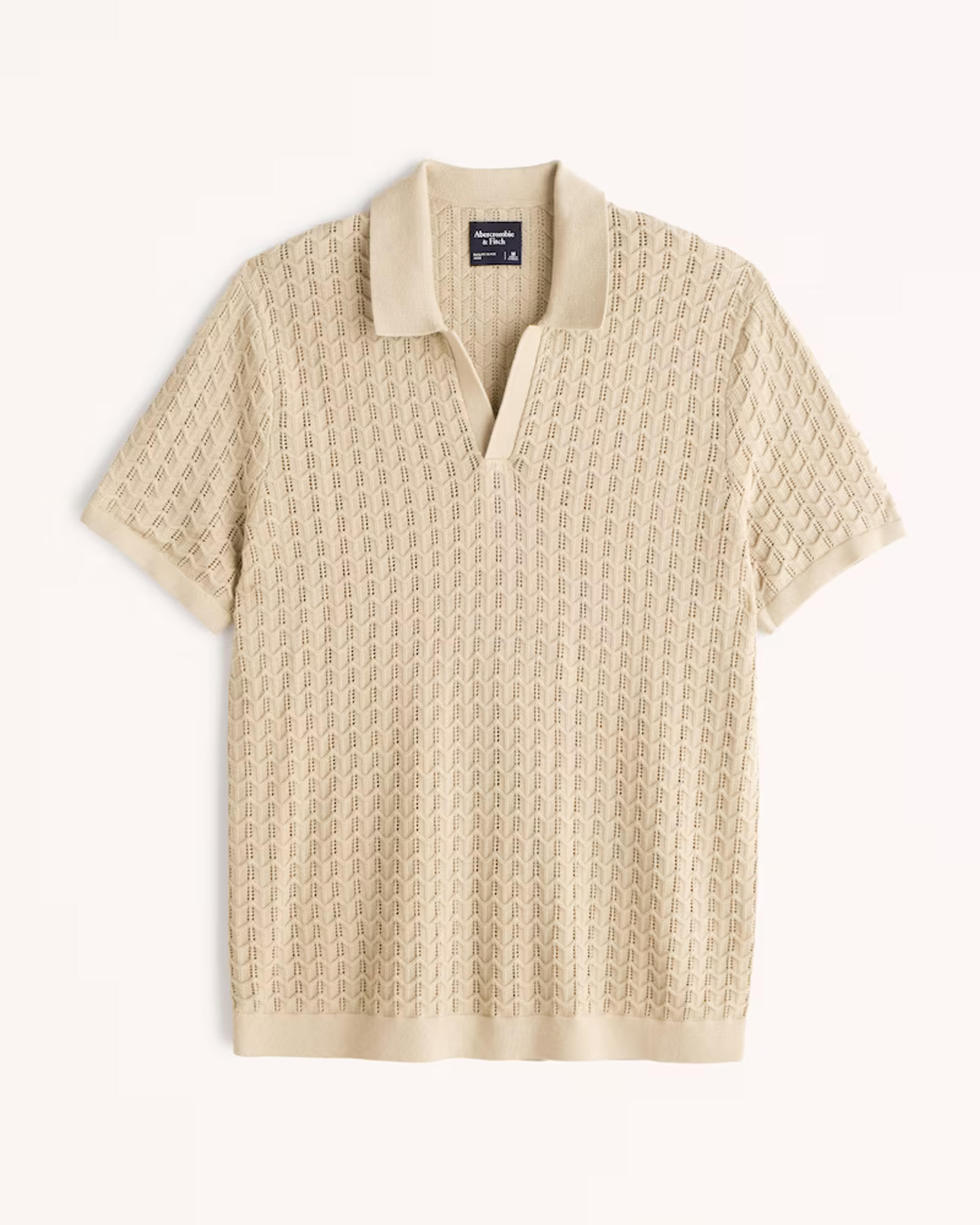 Men's Textured Johnny Collar Sweater Polo | Men's Tops | Abercrombie.com