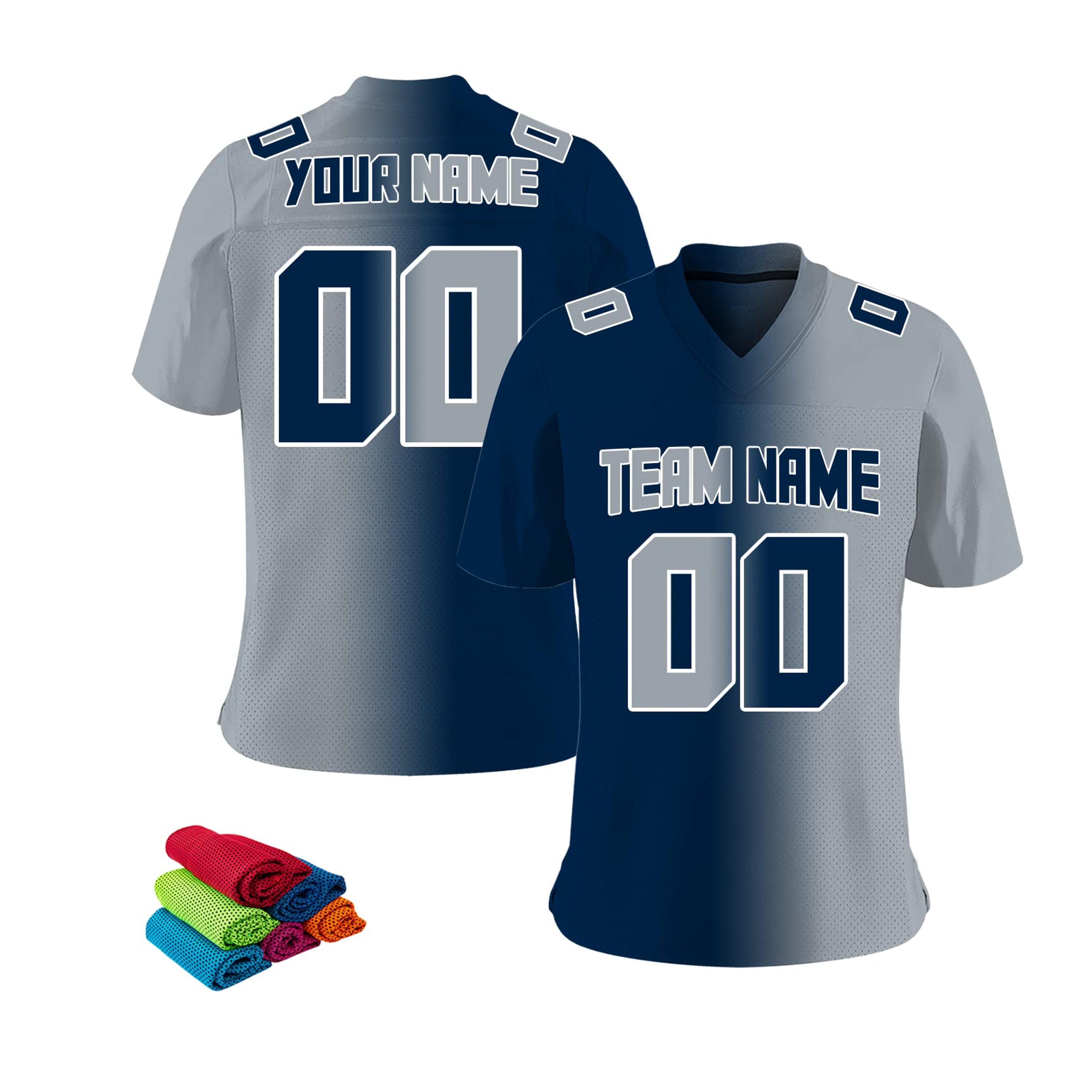 Amazon.com: Custom Football Jersey Personalized Stitched/Printed Fan Gift Hip Hop Shirt Add Your Name & Number for Men Women Youth Navy-Grey : Clothing, Shoes & Jewelry