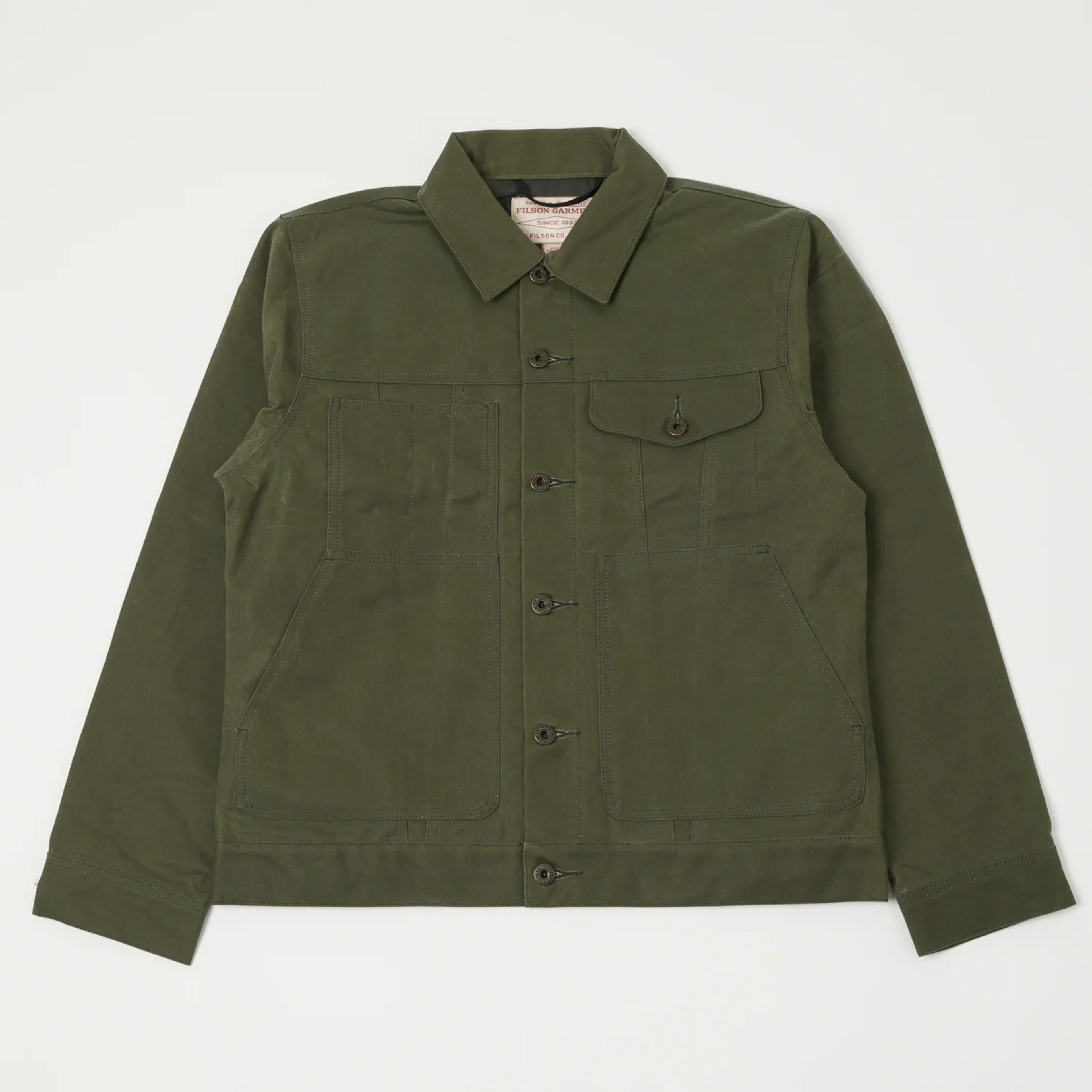 Filson Tin Cloth Short Lined Cruiser Jacket - Military Green | SON OF A STAG