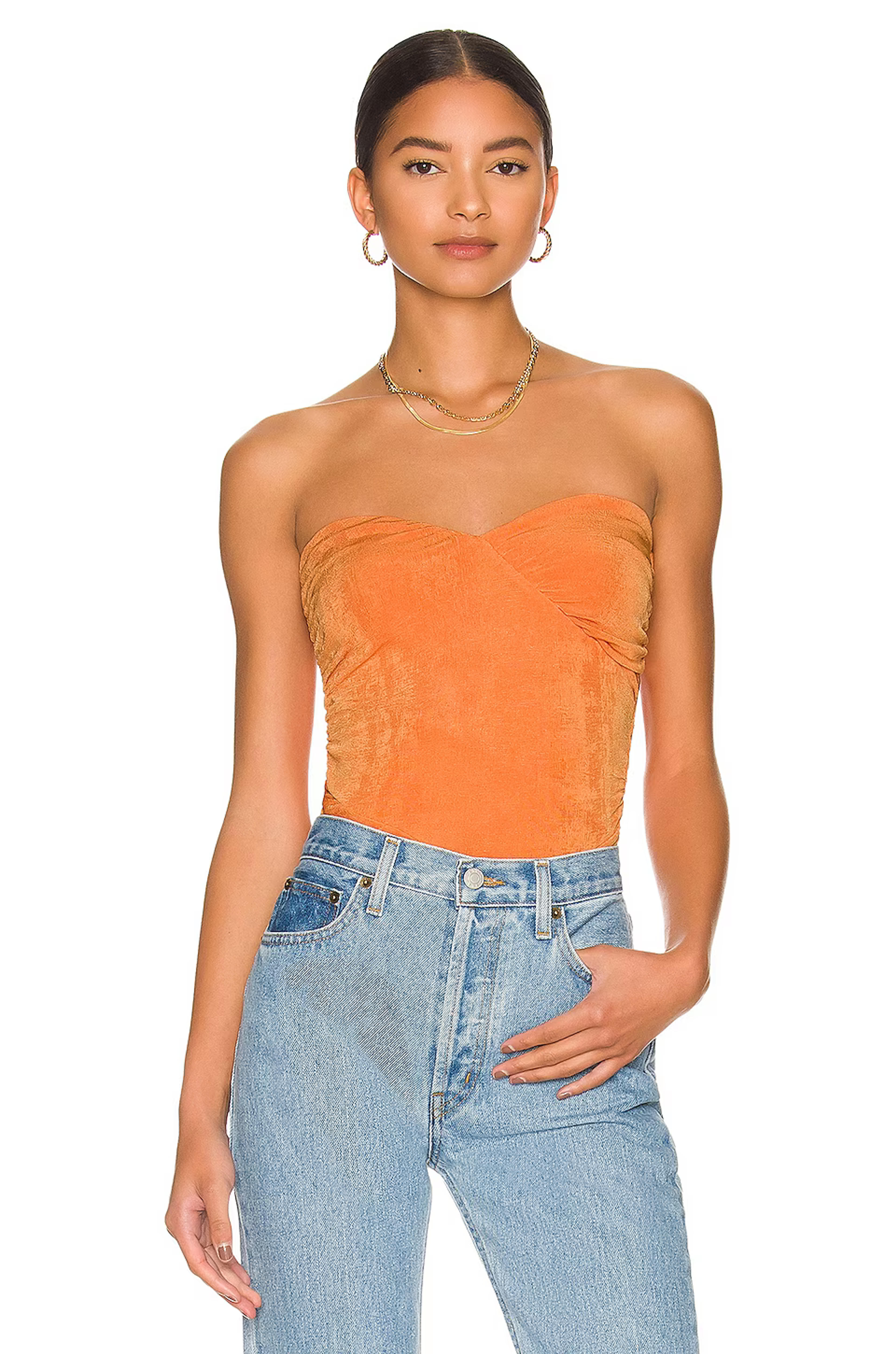 superdown Marcella Wrap Bustier Top in Orange | REVOLVE