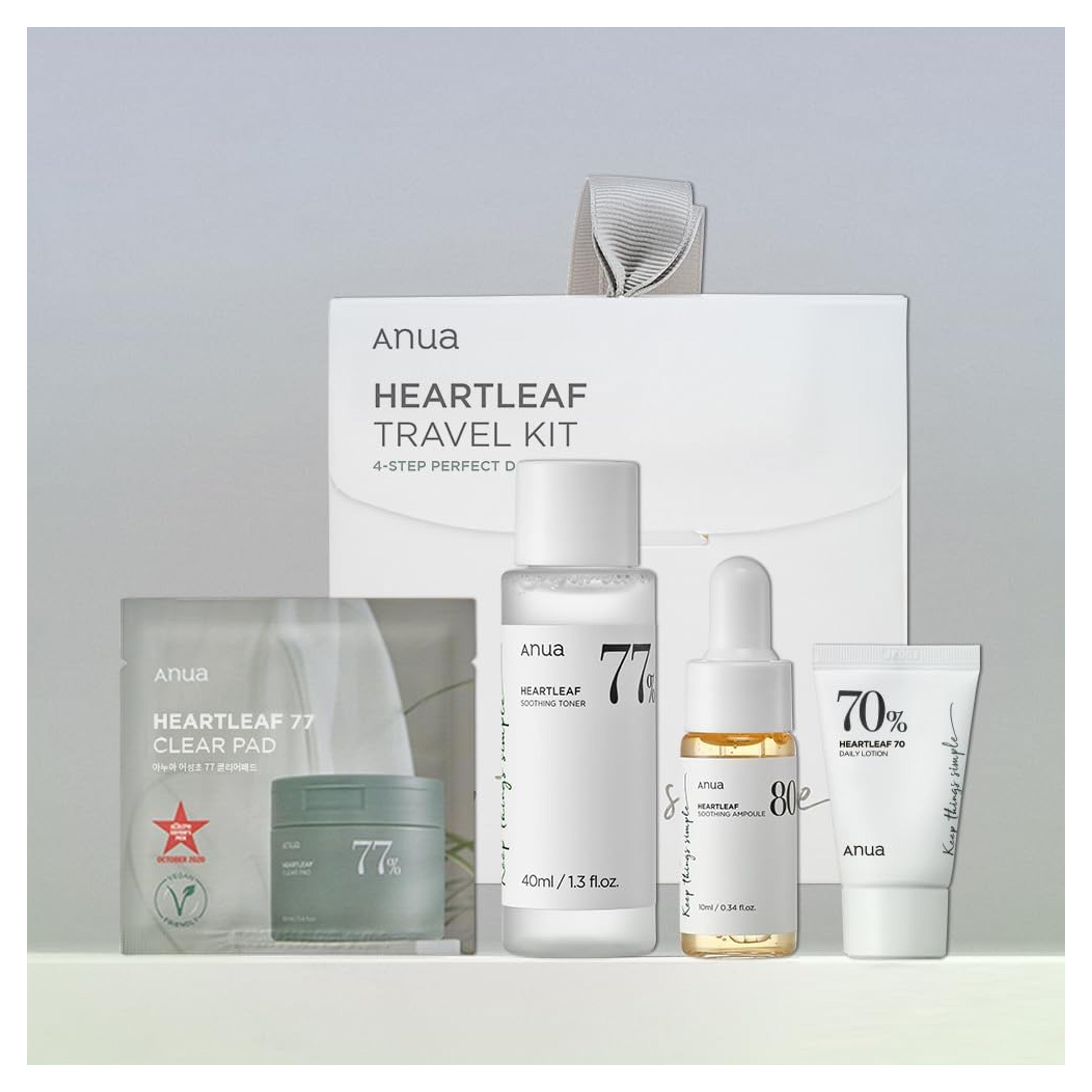 Amazon.com: ANUA heartleaf smoothing trial Korean kit | travel size, gift set with heartleaf 77 clear pad, heartleaf77% smoothing toner and daily lotion & heartleaf 80 moisture soothing ampoule, Korean skin care