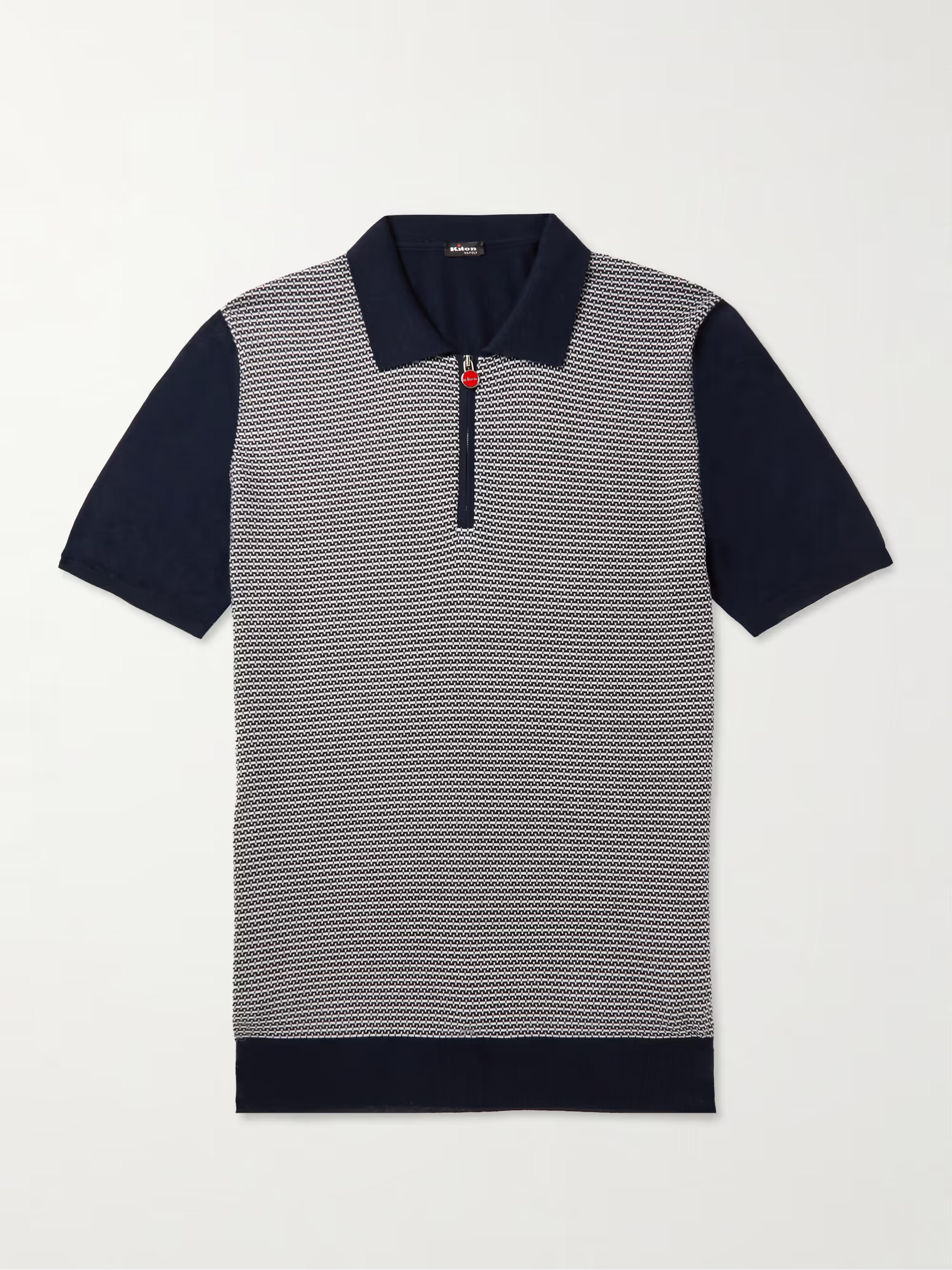 KITON Striped Cotton Half-Zip Polo Shirt | MR PORTER