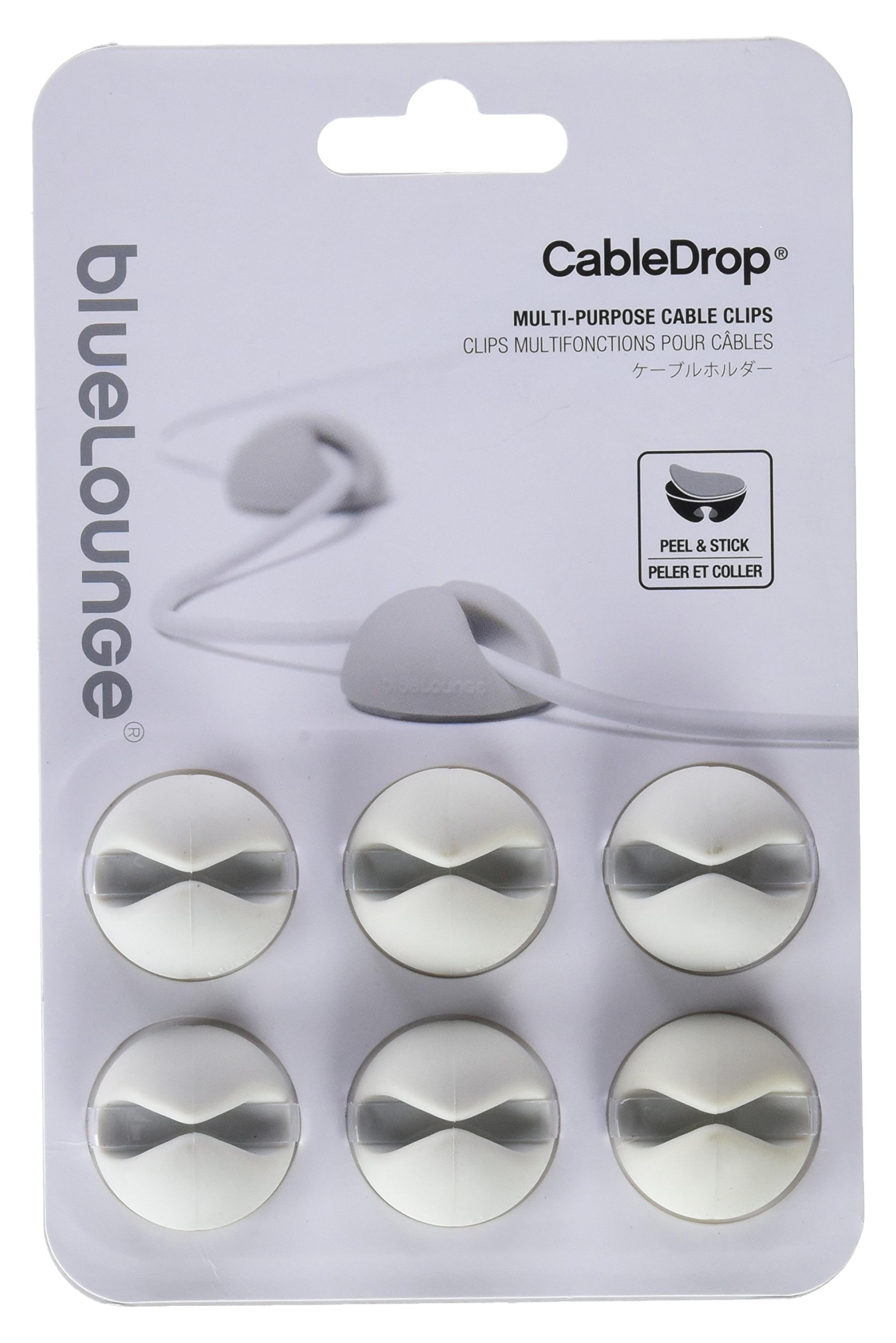 Bluelounge CableDrop Holder, Pack of 6, White