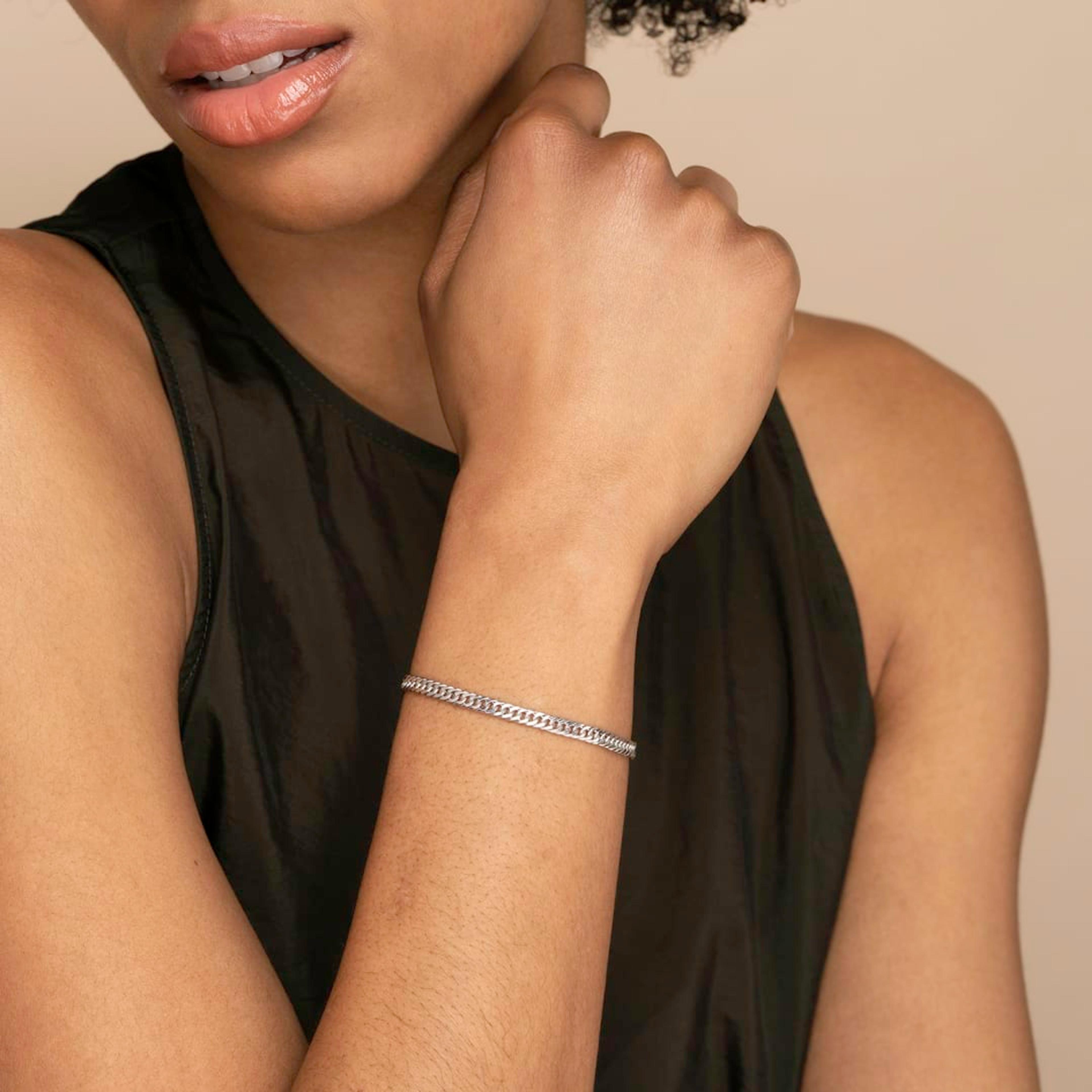 Double Curb Chain Bracelet Silver | Mejuri