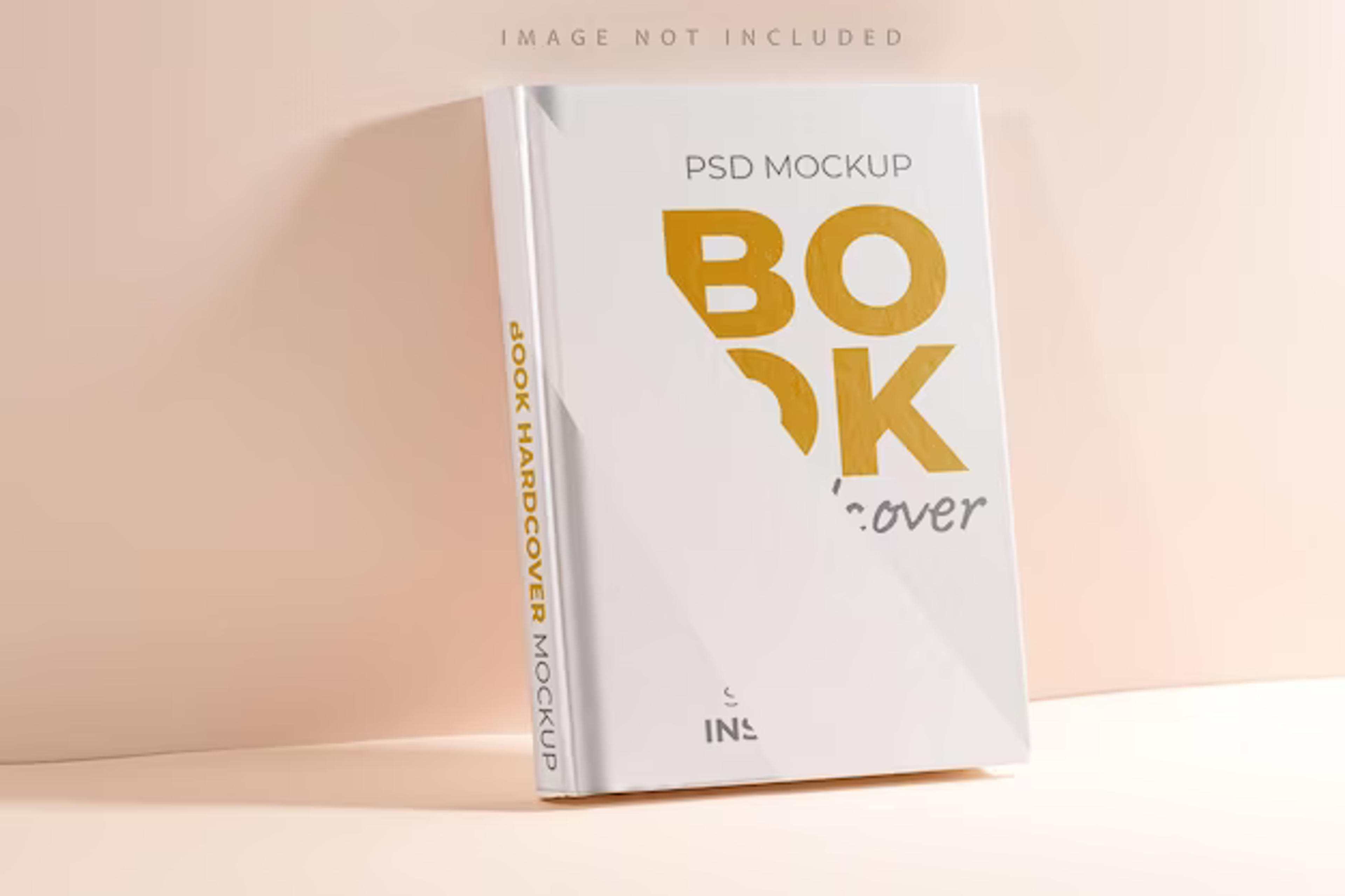 Premium PSD | White book mockup on a beige table.