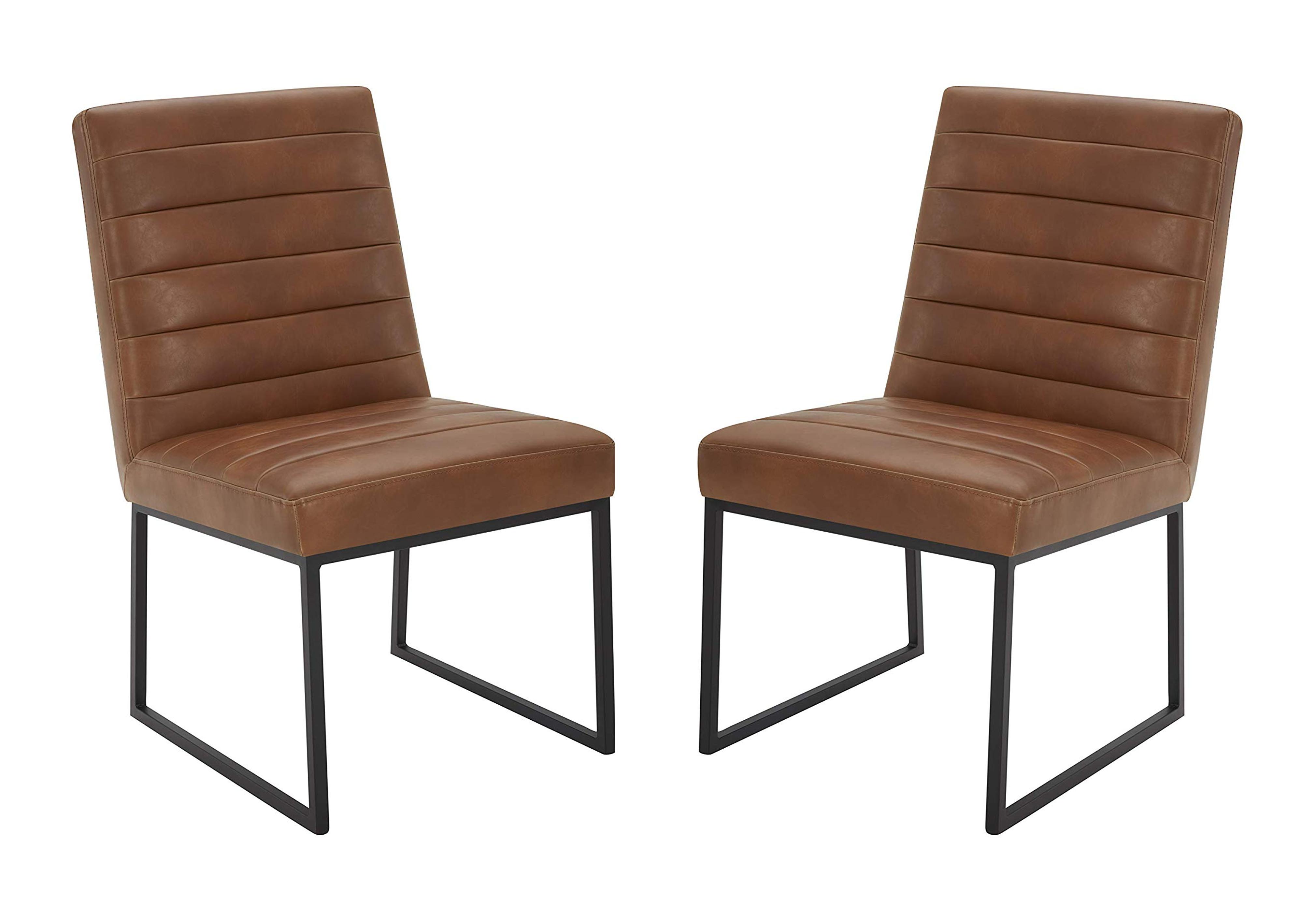 Amazon.com: Amazon Brand – Rivet Decatur Modern Faux Leather Dining Chair, Set of 2, 21"W, Tan Brown : Home & Kitchen