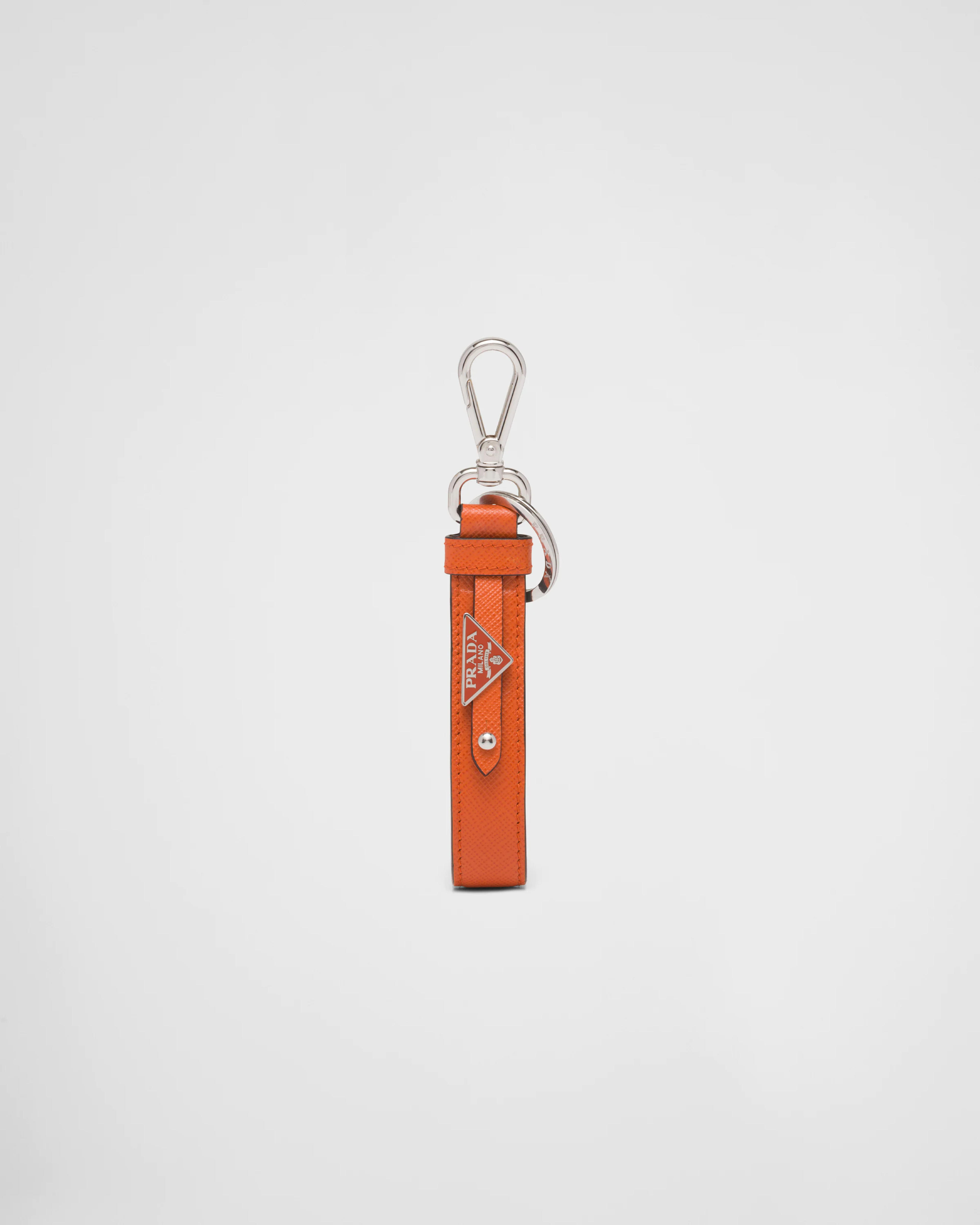 Papaya Saffiano leather keychain | Prada