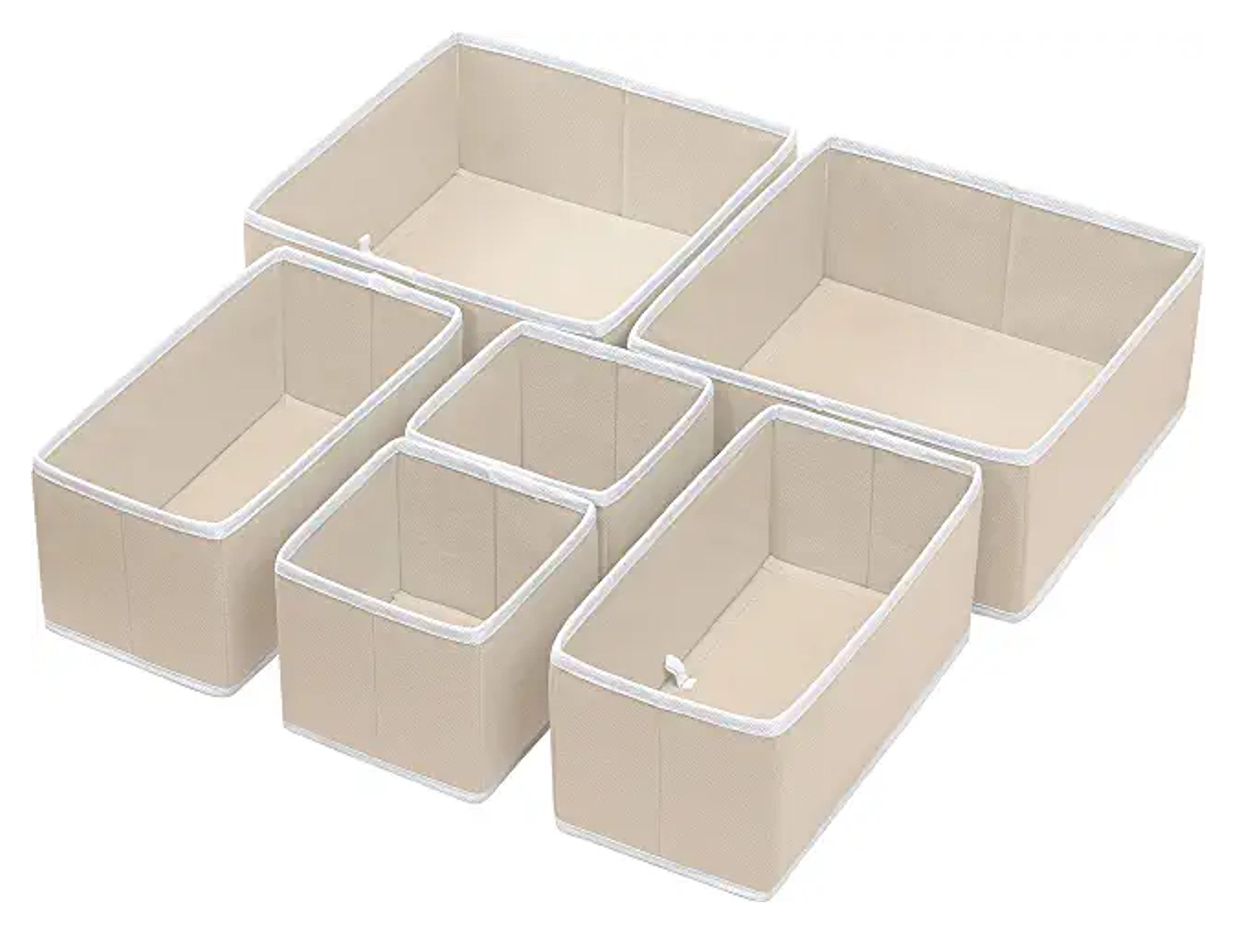 Amazon.com: Simple Houseware Foldable Cloth Storage Box Closet Dresser Drawer Divider Organizer Basket Bins for Underwear Bras, Beige (Set of 6) : Home & Kitchen