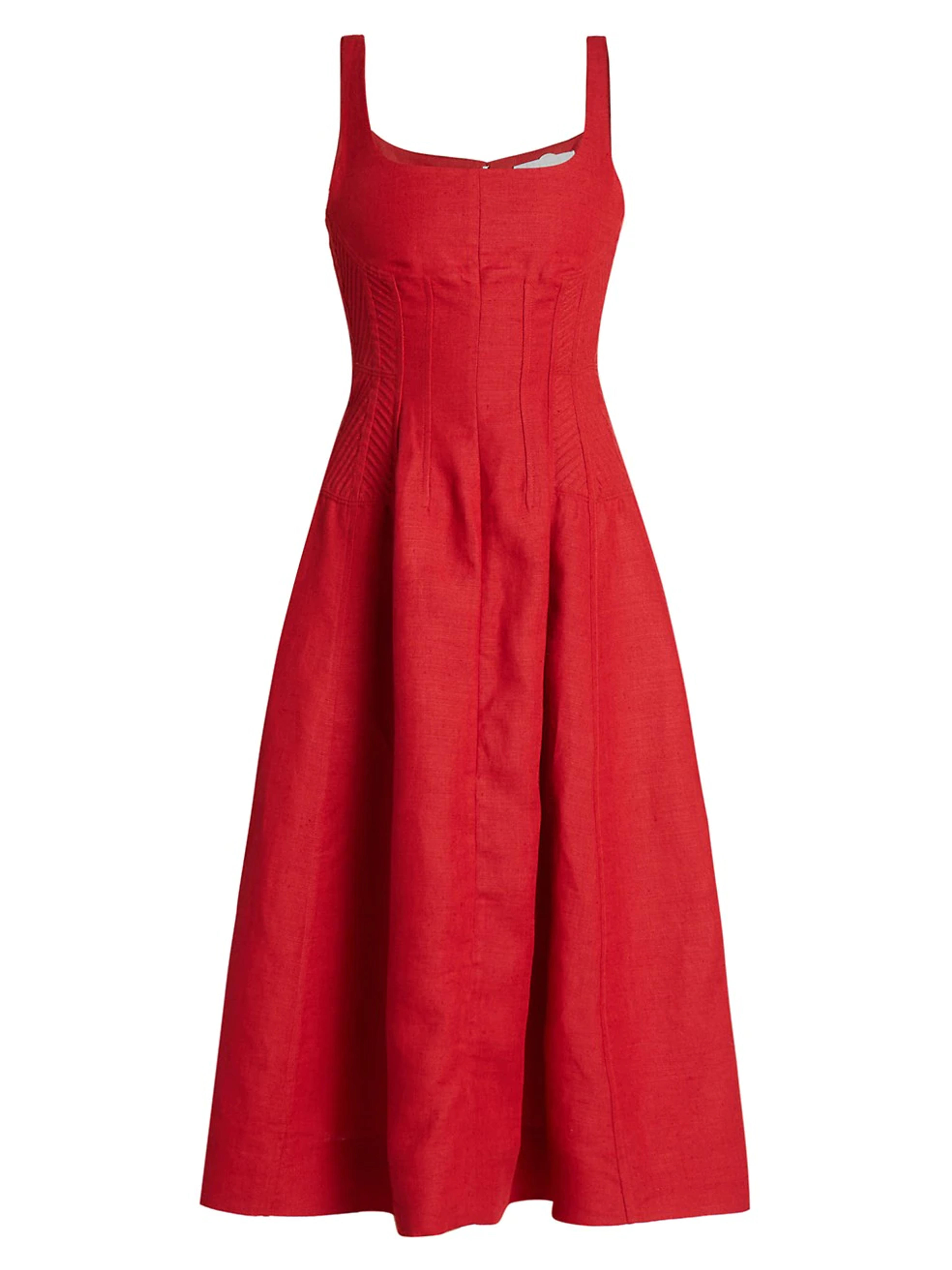 Chloé Textured Corset-Inspired Midi-Dress 