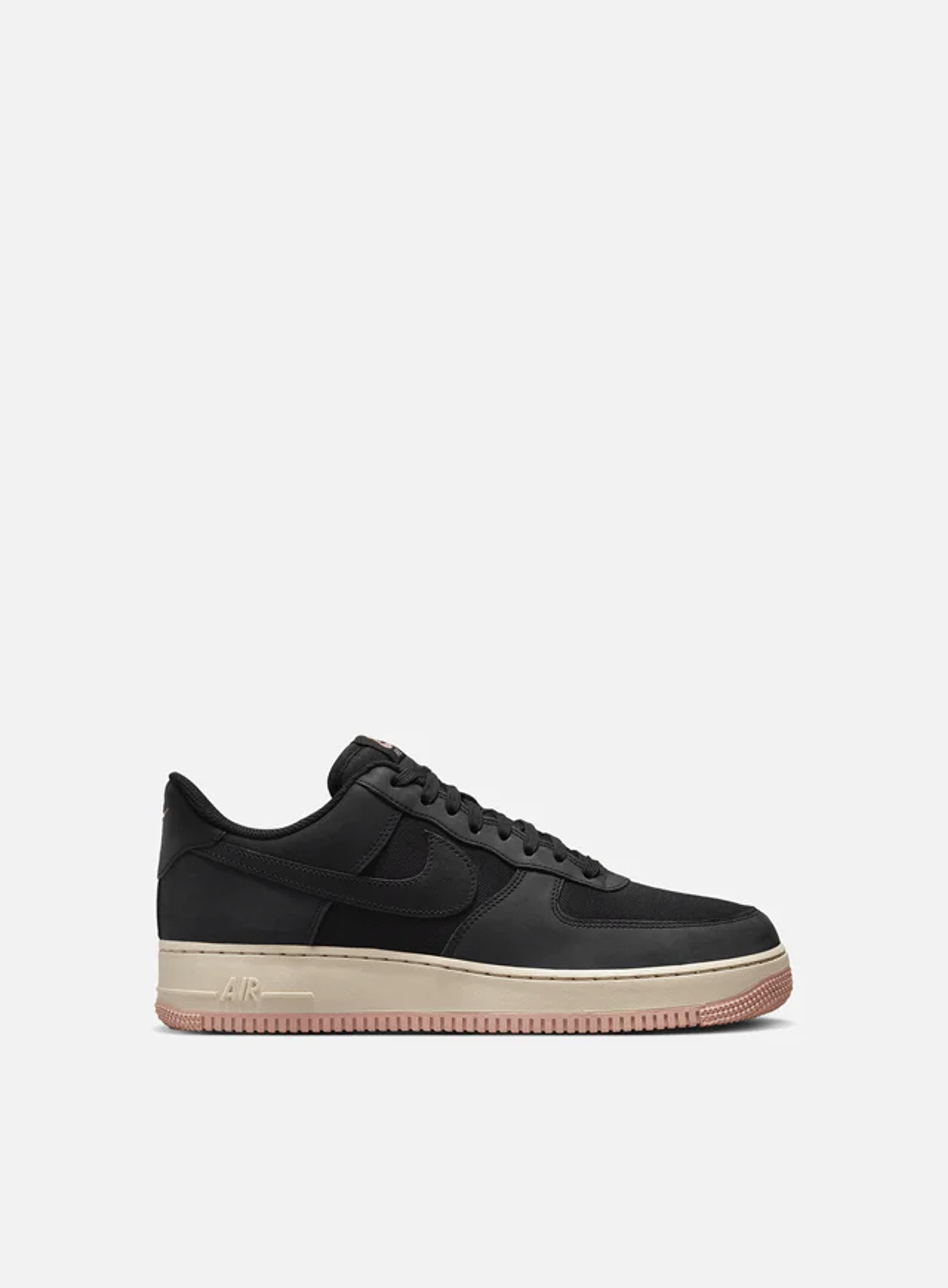 Nike Air Force 1 07 LX Black/Black/Red Stardust/Sanddrift Men's