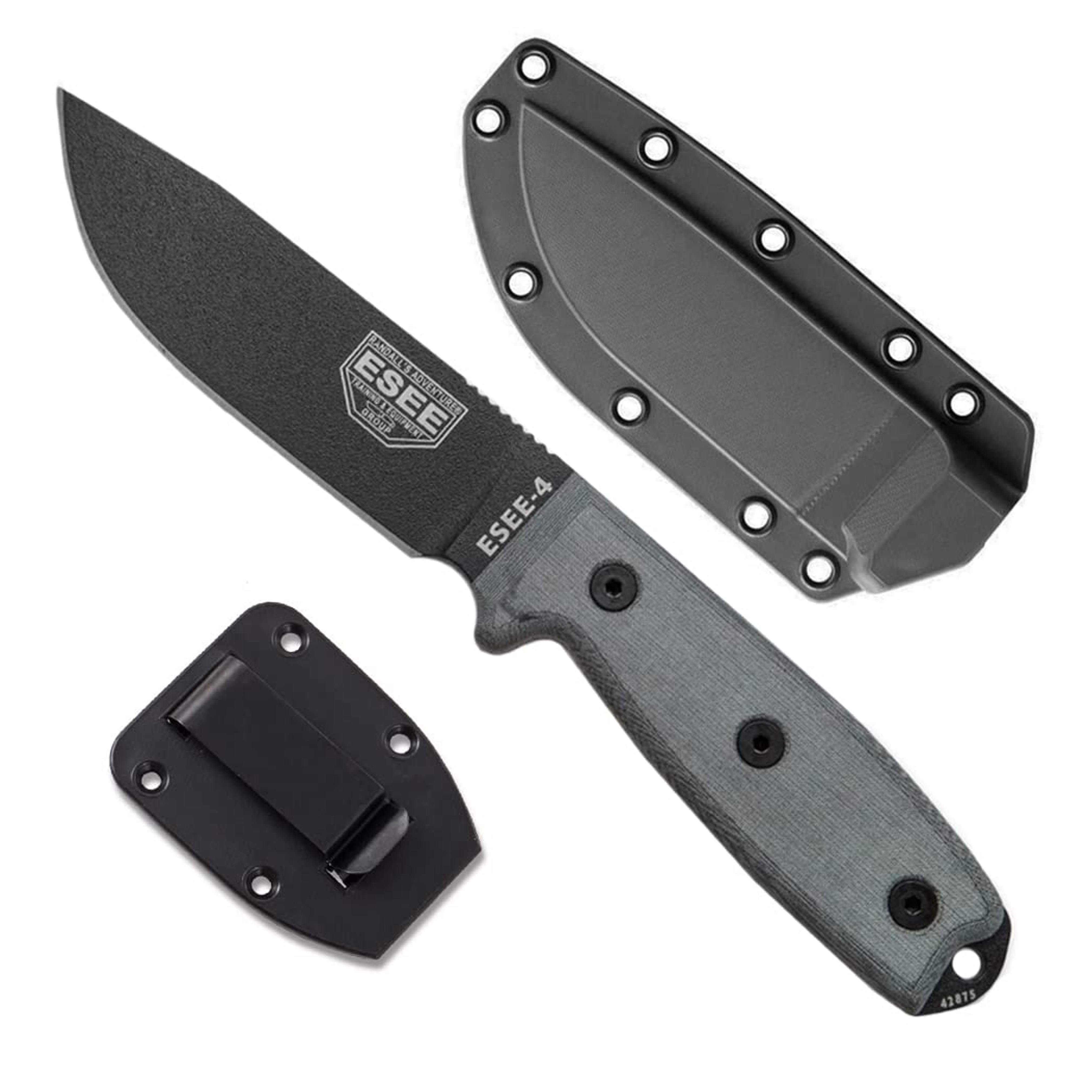 ESEE - 4 (Plain Edge Black Sheath with Micarta Handle)